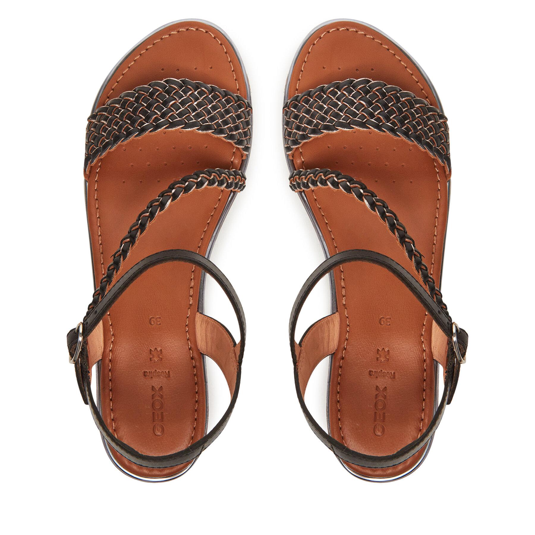 Geox Damen-Sandale Sozy S B – Flache Sandale Aus Leder Mit Schnalle