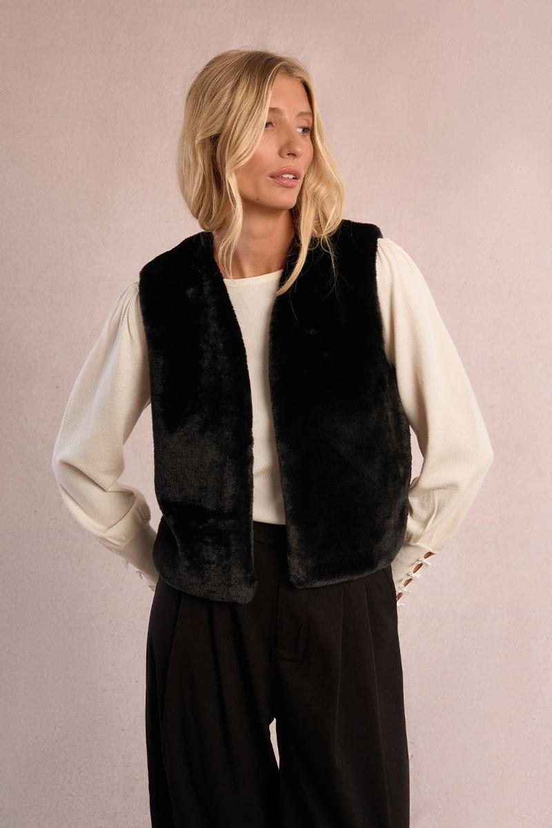 Molly Bracken | MOLLY BRACKEN Gilet en maille côtelé GOLDEN BEIGE
