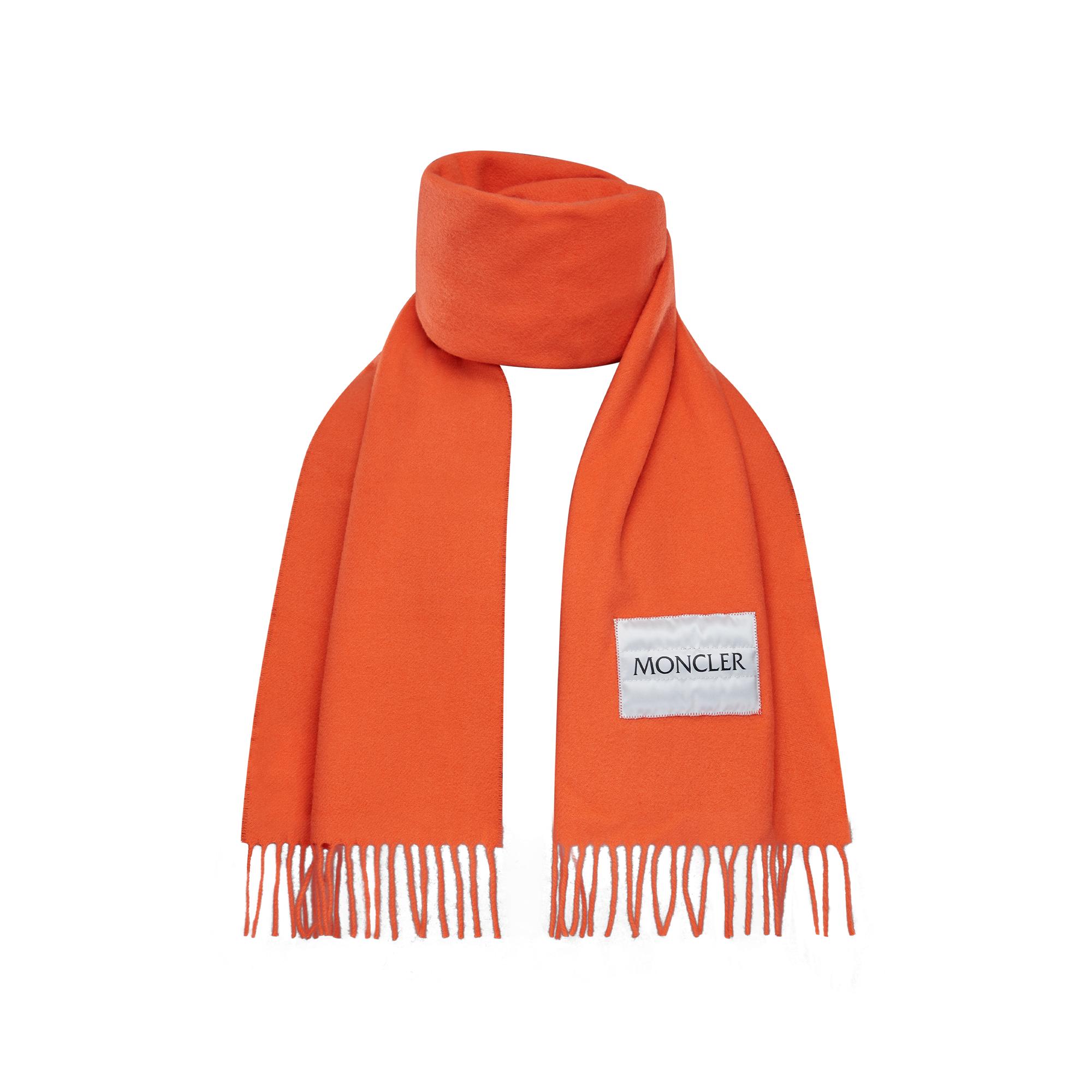 Moncler Wool Scarf in Orange - Lyst