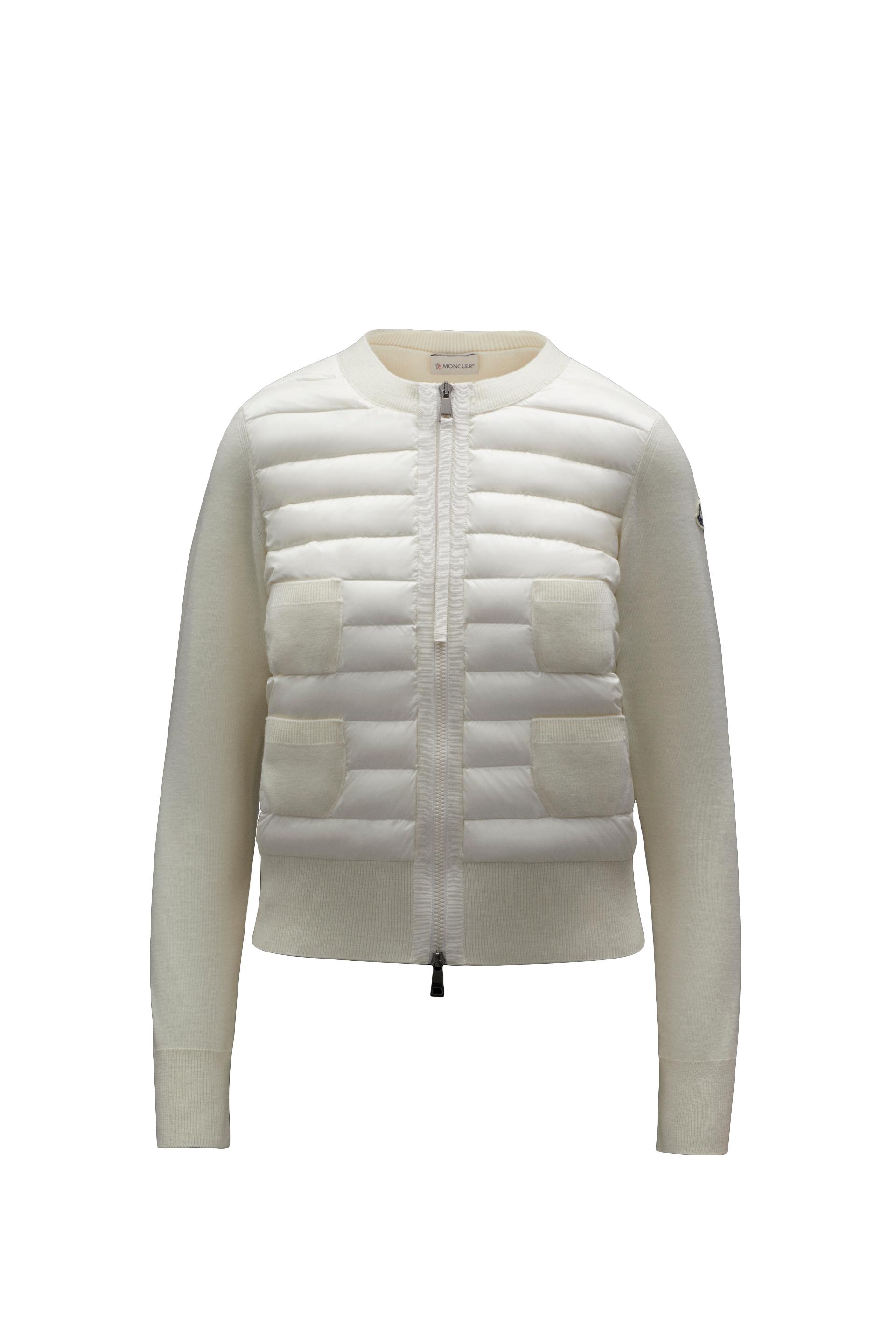 Moncler Padded Wool Cardigan in White | Lyst