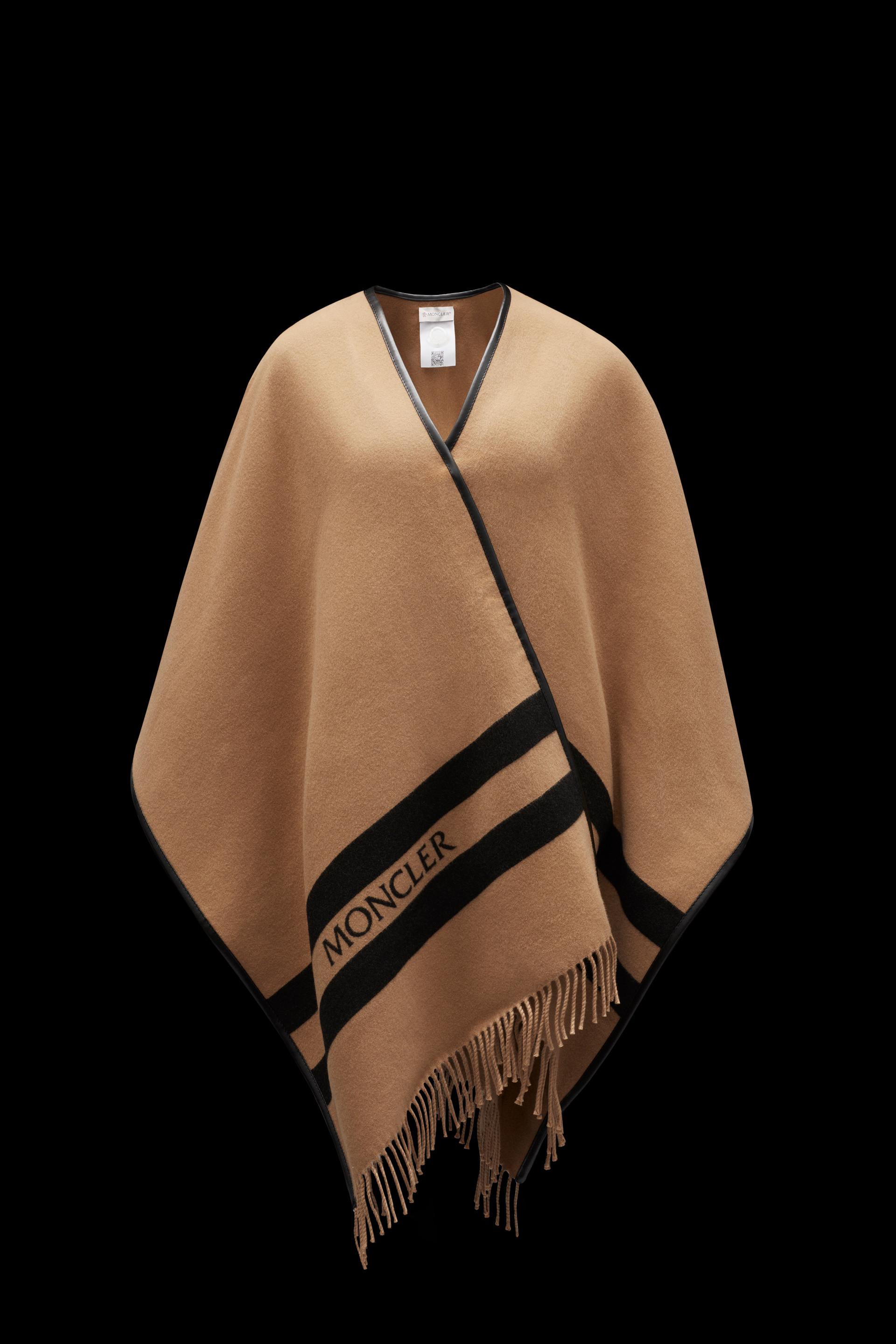 Moncler Wool Jacquard Poncho in Beige (Natural) | Lyst