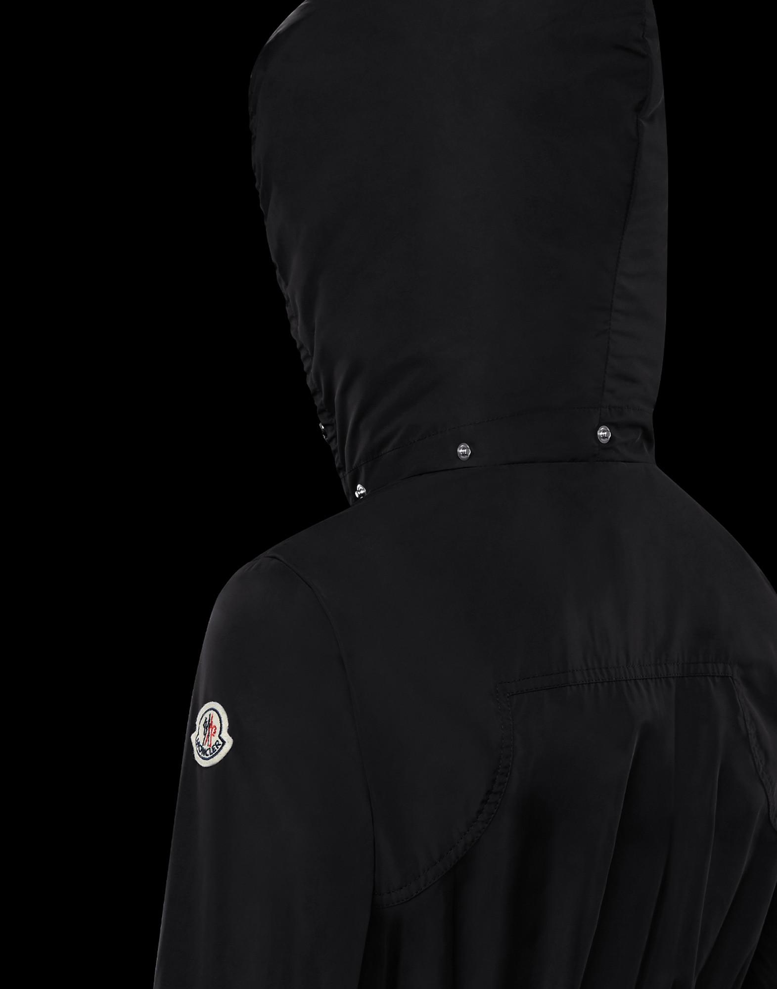 Moncler Synthetic Ocre Microfibre Rain Parka in Black | Lyst