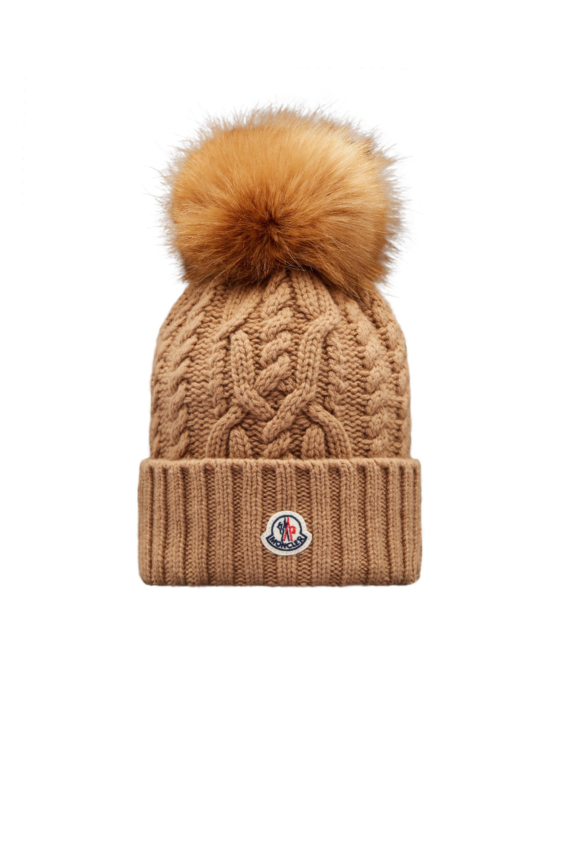 Moncler Beanie With Pom Pom in Natural | Lyst