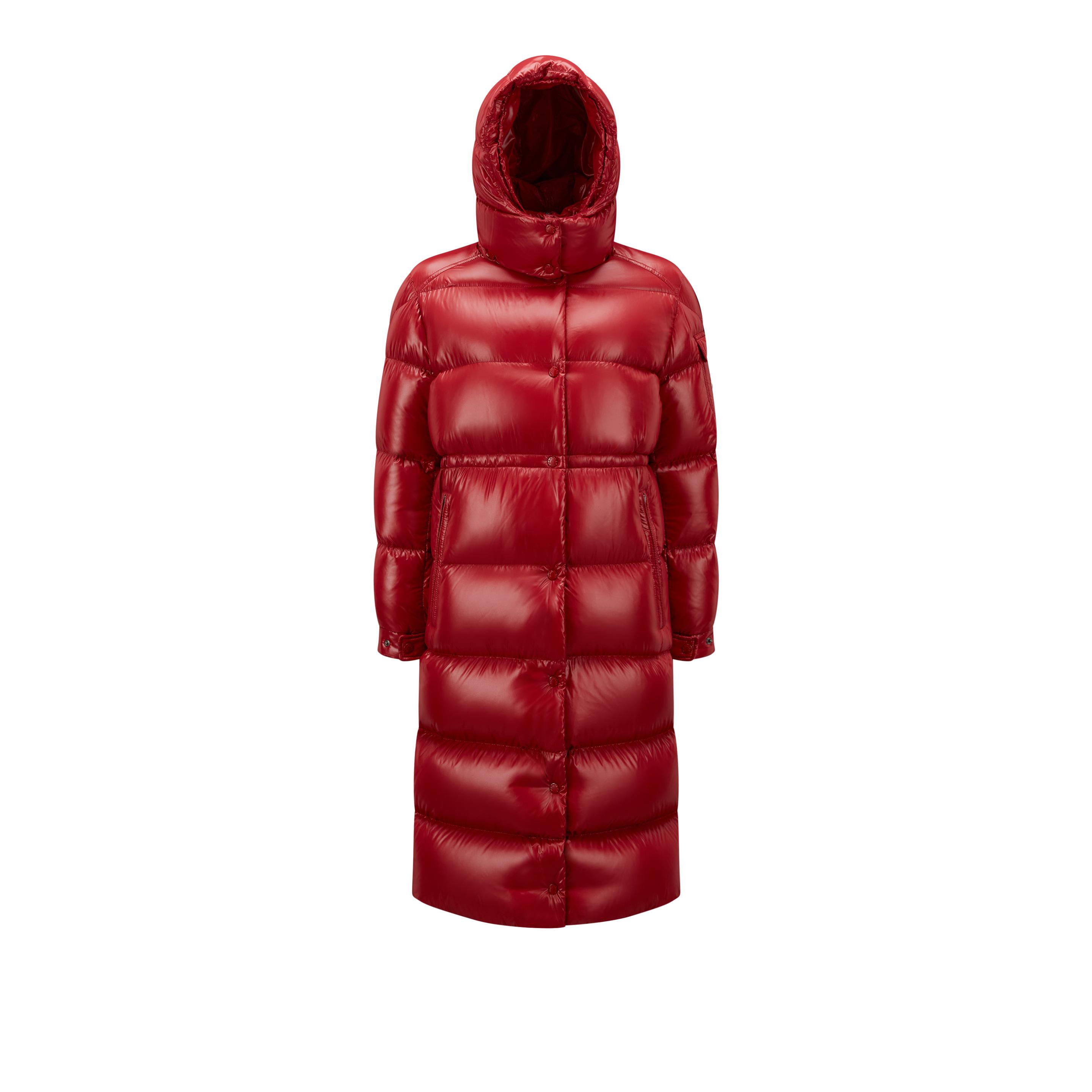 Moncler Cavettaz Long Down Jacket in Red | Lyst Canada