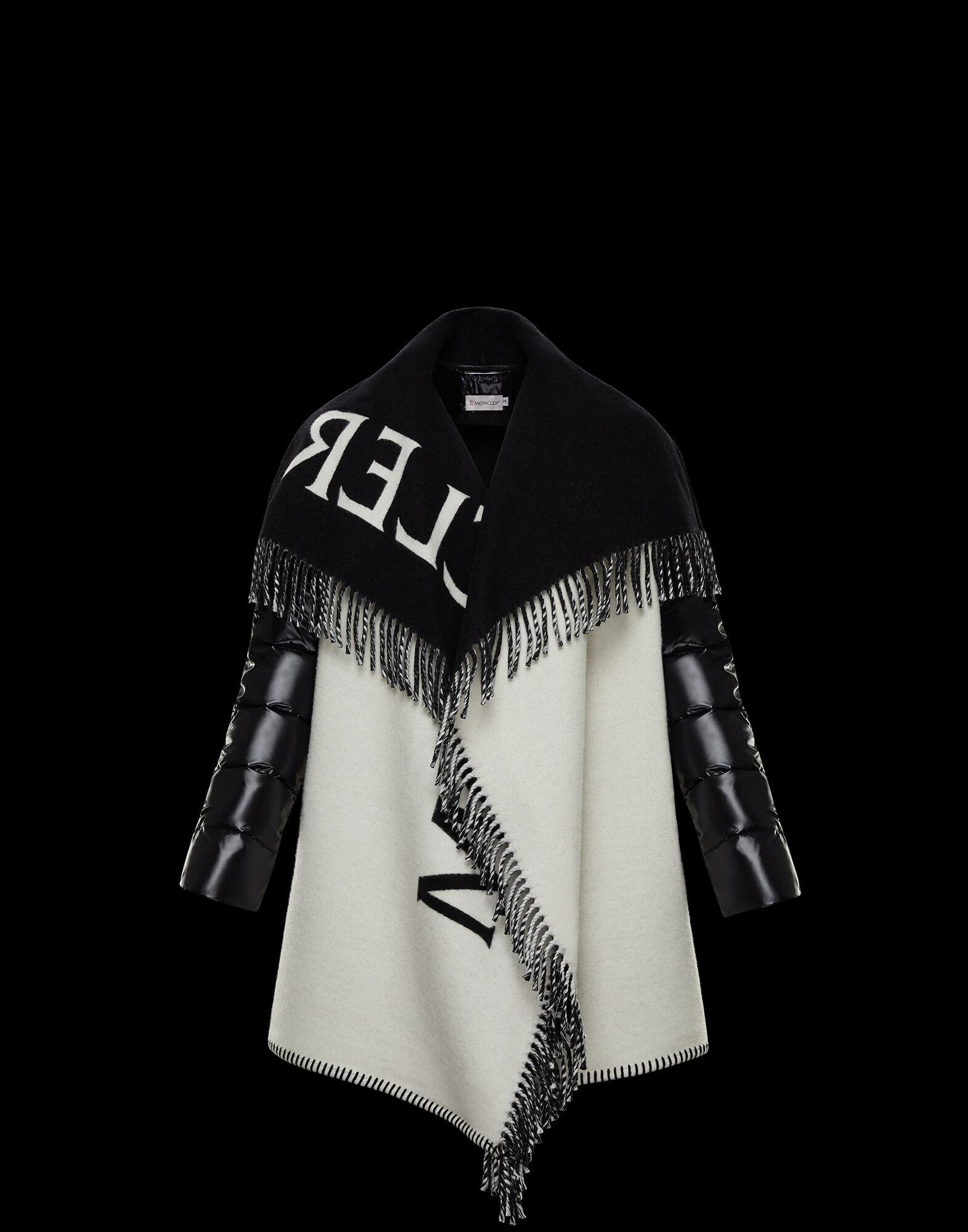 Moncler Wool Jacquard Cape Logo in Black Lyst