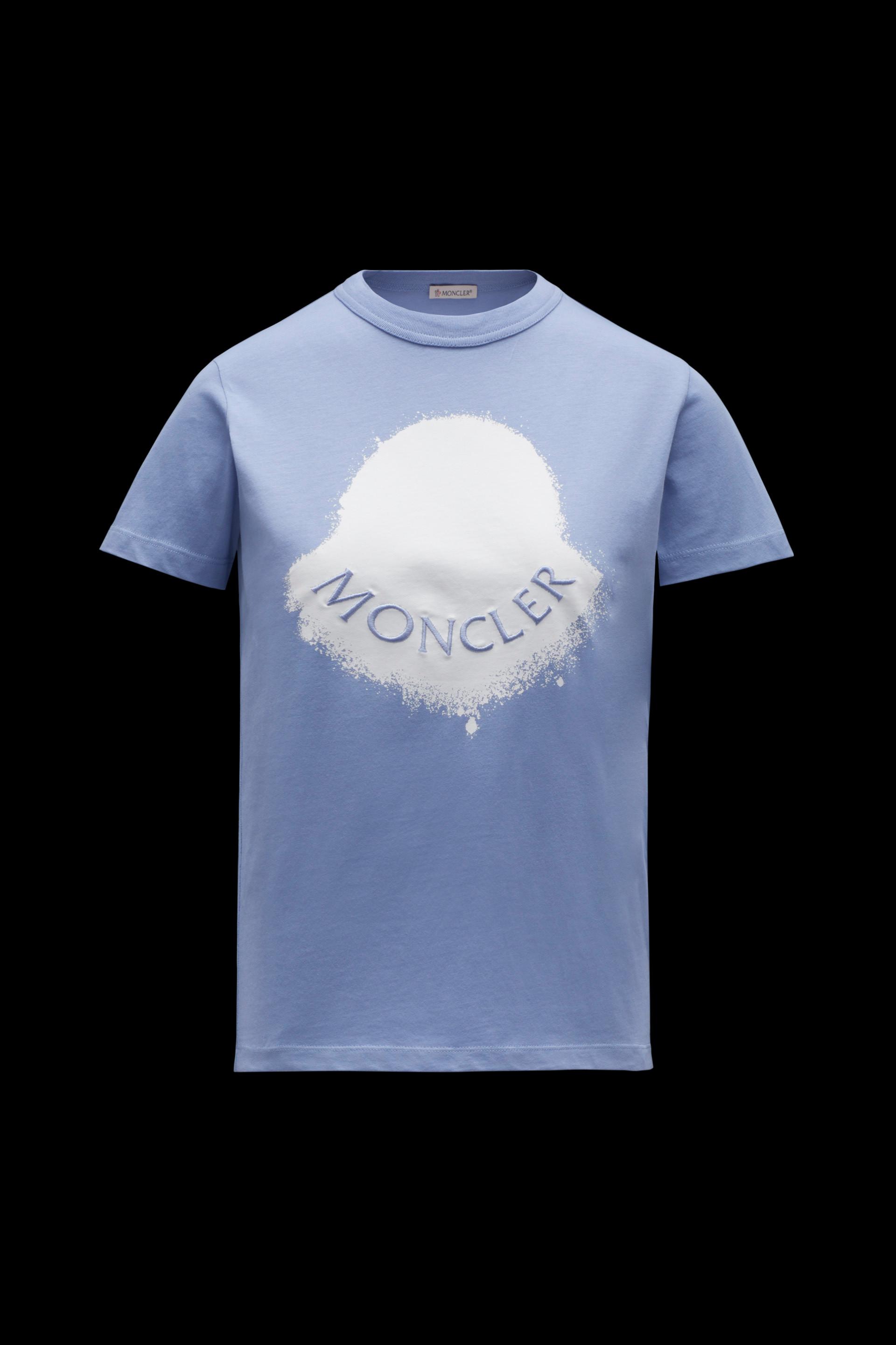 Moncler Logo Motif T-shirt in Blue - Lyst