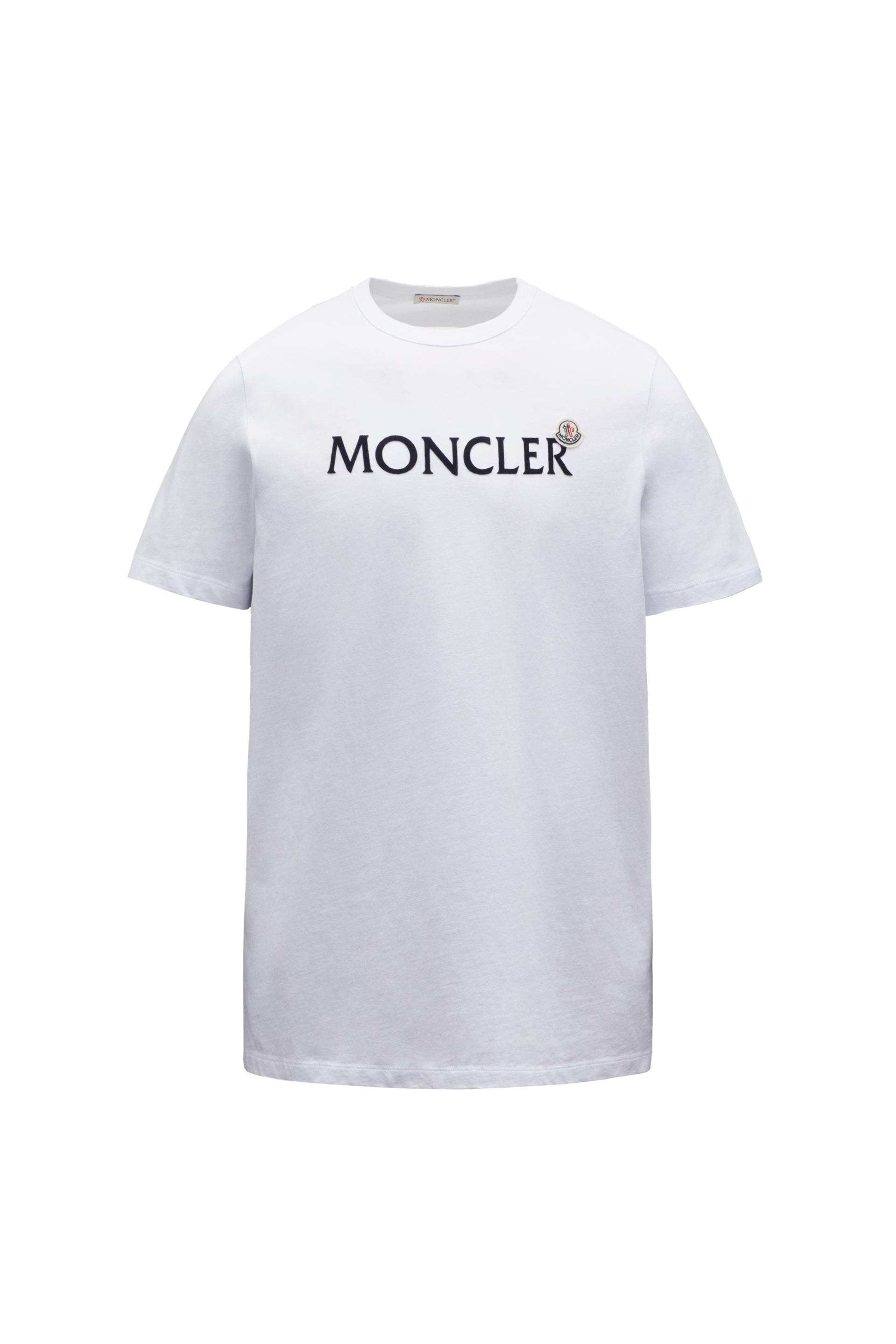 Moncler Logo Badge T-shirt in White for Men | Lyst