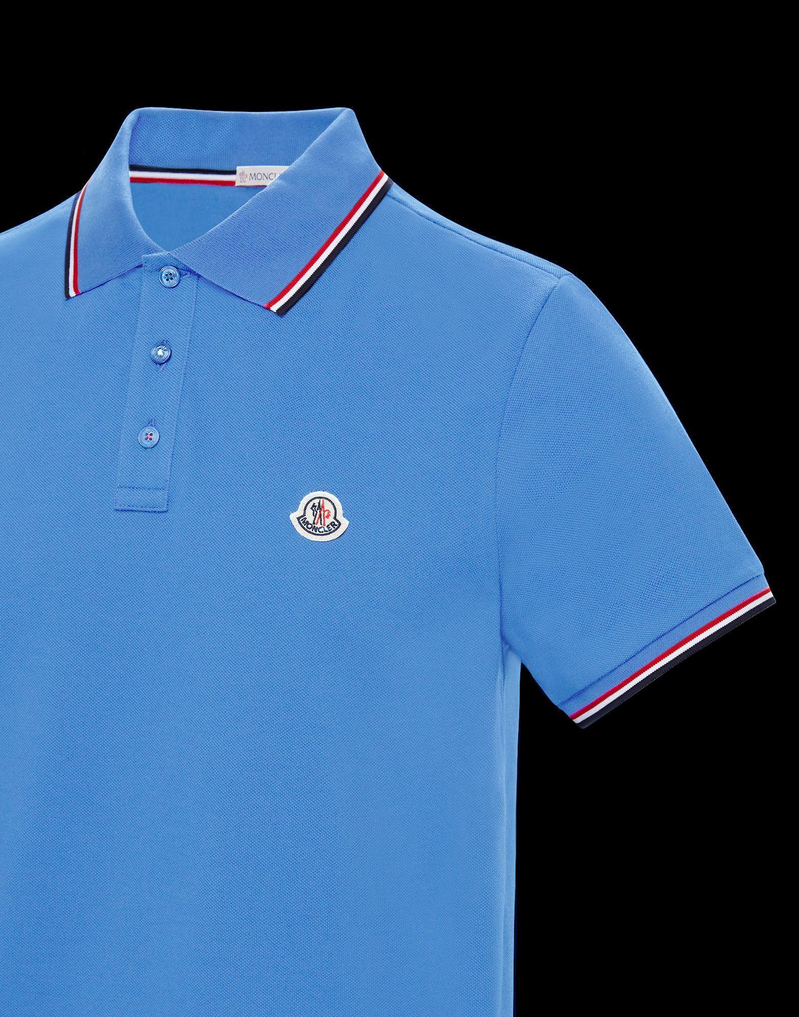 sky blue moncler polo