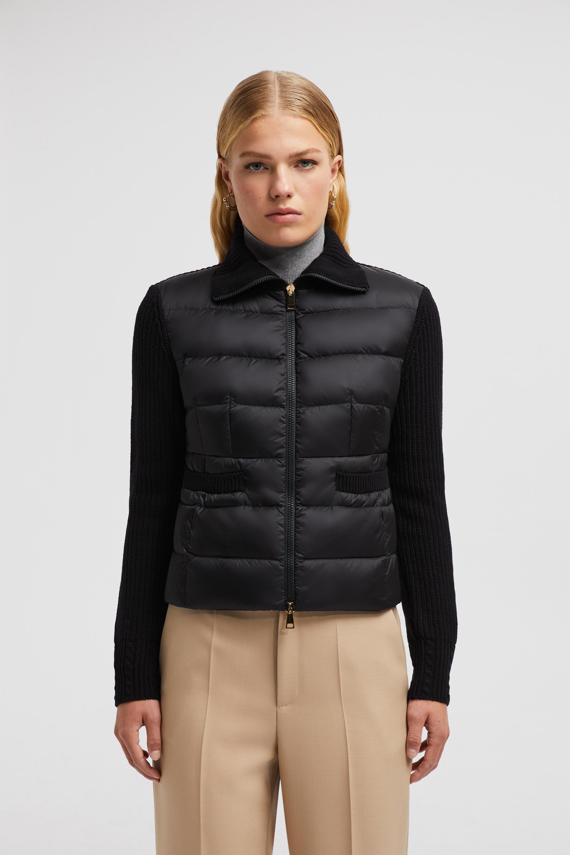 Moncler Padded Wool Zip-Up Cardigan in Natural | Lyst
