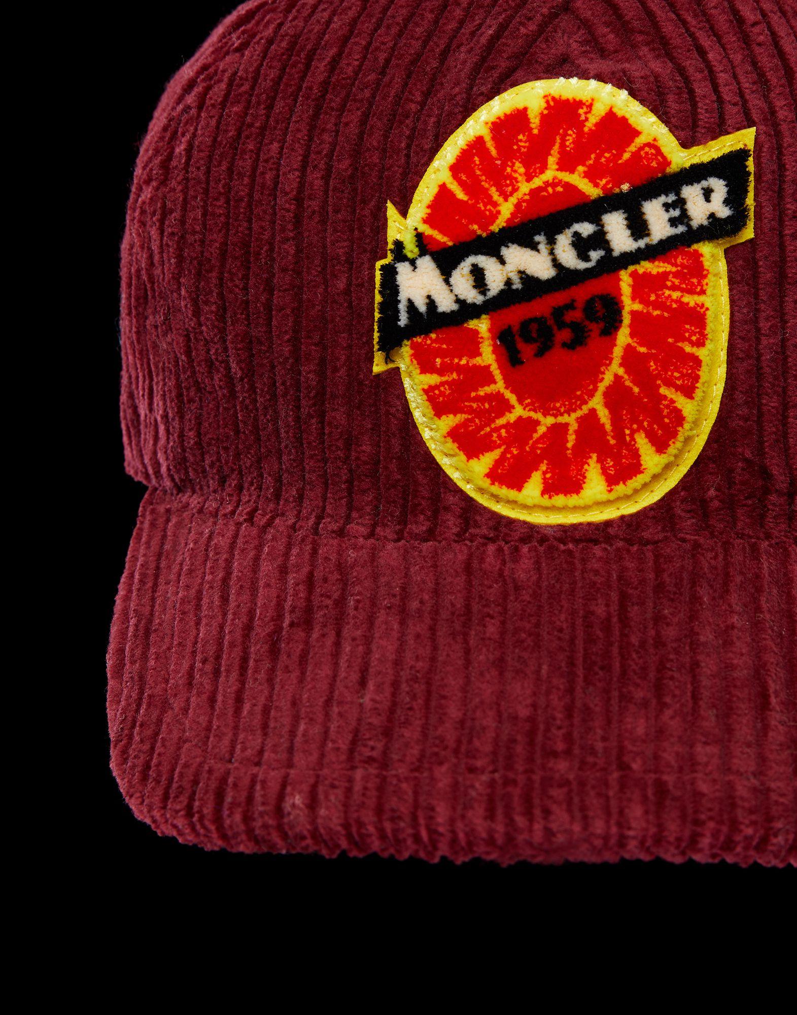 Moncler Corduroy Baseball Hat in Maroon 