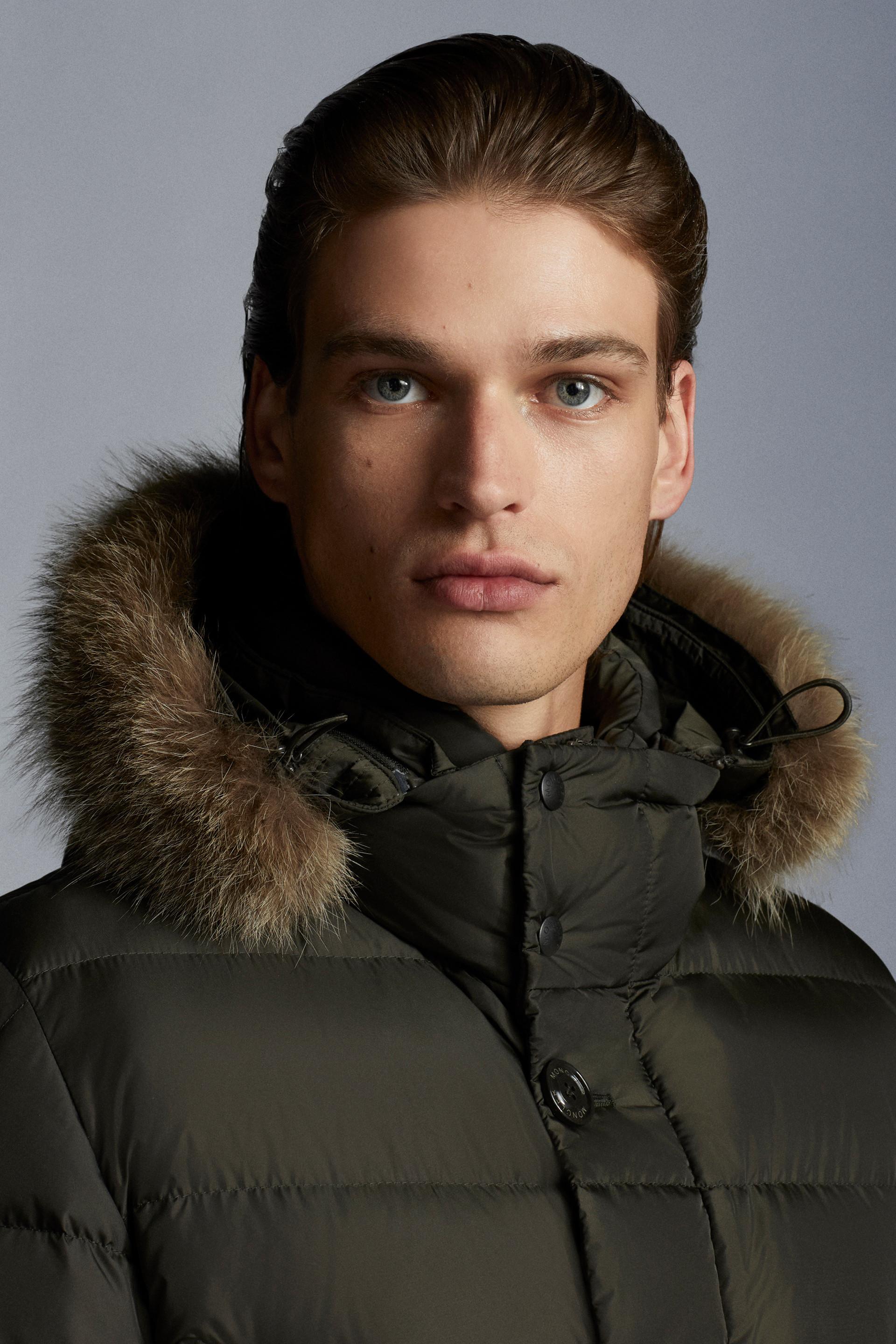 Moncler Cluny Long Down Jacket in Green for Men | Lyst