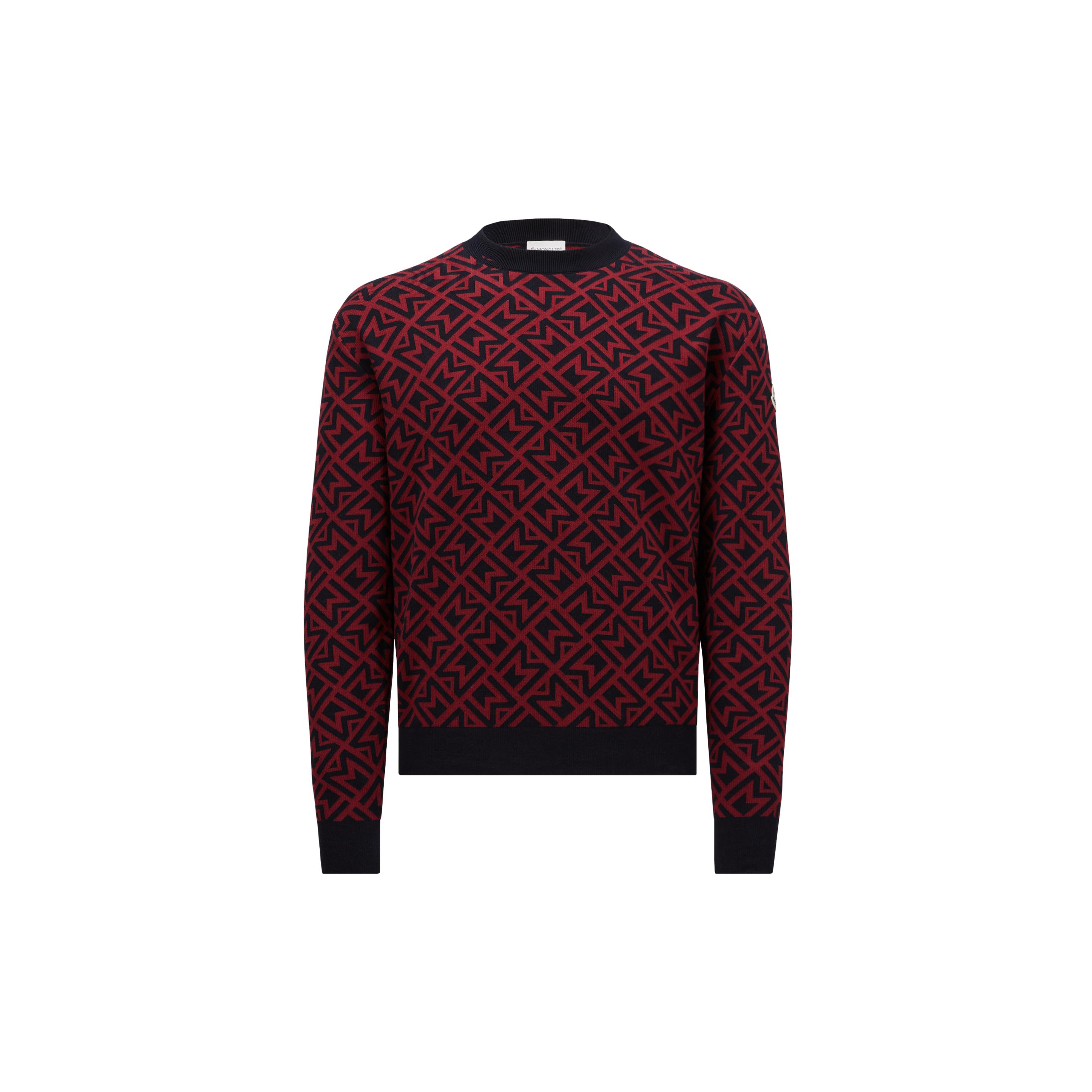 Moncler Monogram Cotton Jacquard Jumper in Red for Men Lyst Canada