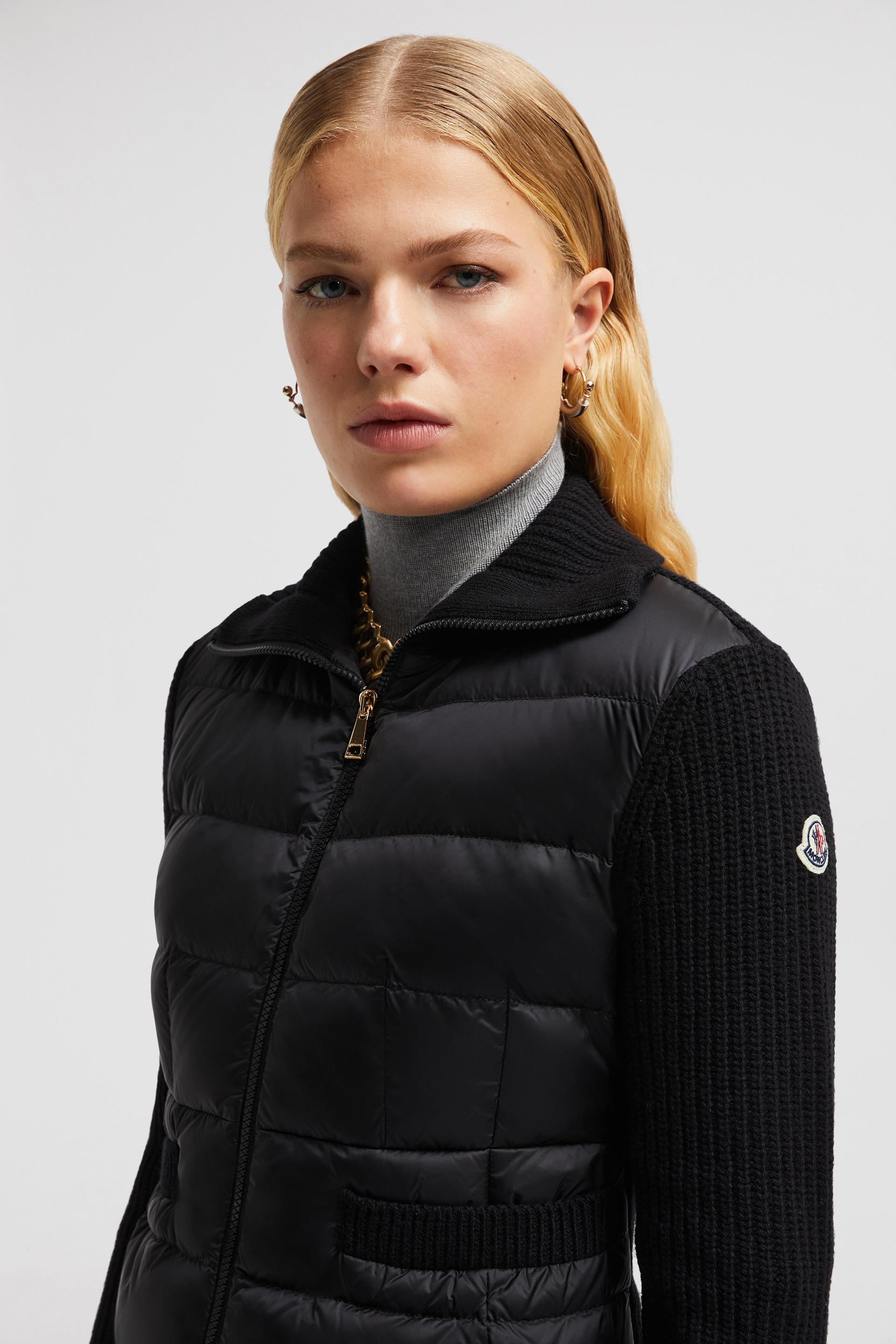 Moncler Padded Wool Zip-Up Cardigan in Natural | Lyst