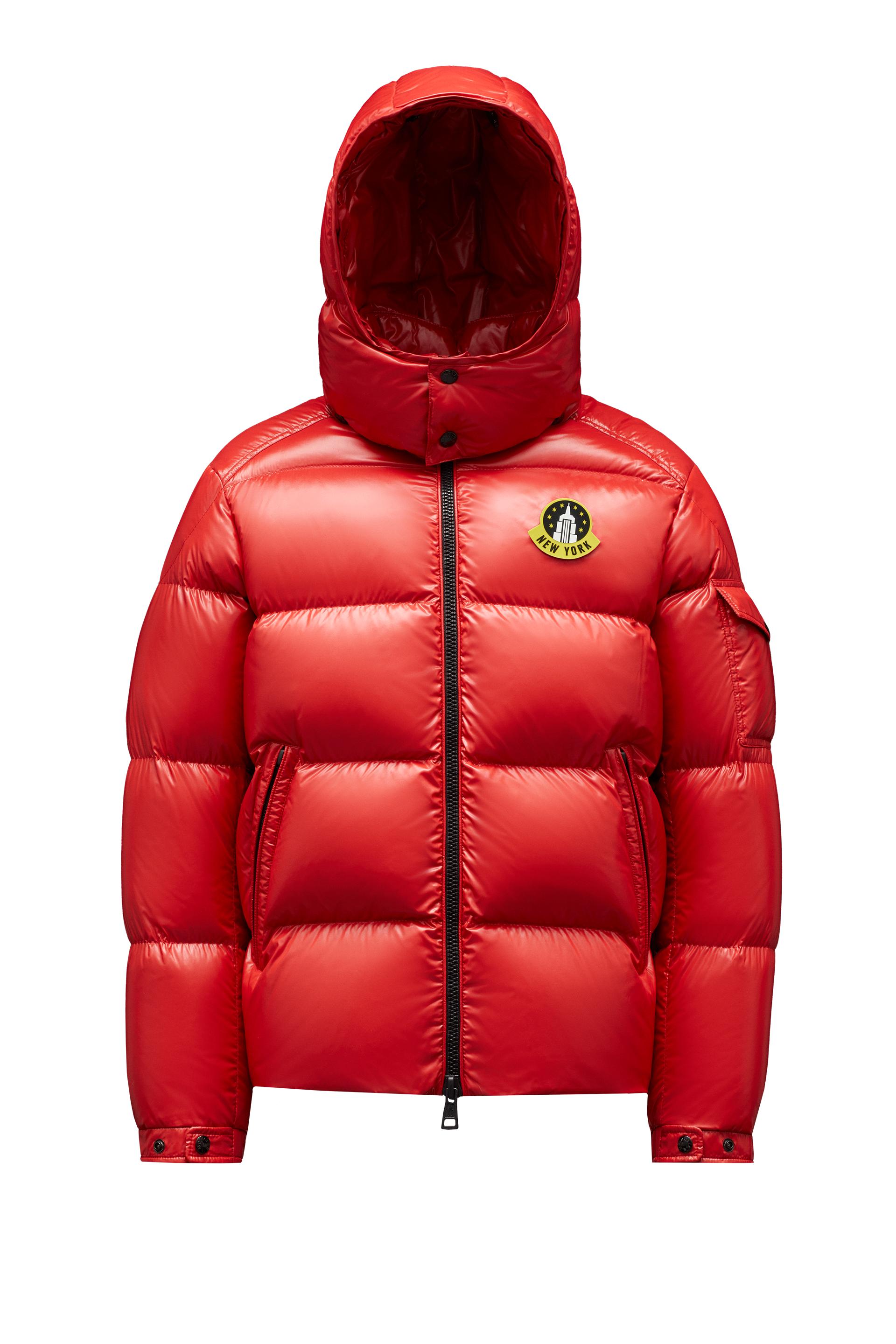 Moncler Aspin New York Short Down Jacket in Red | Lyst