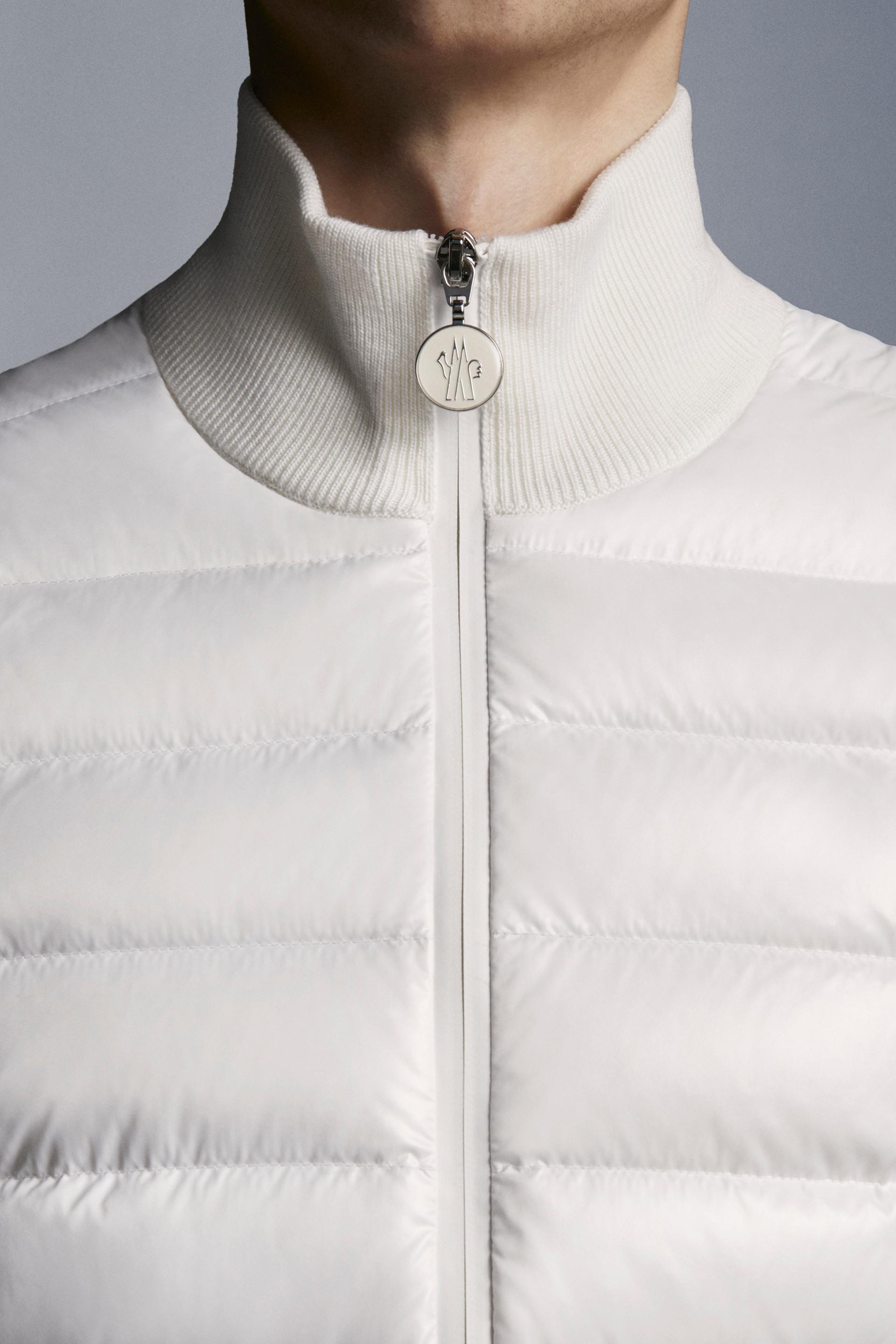 Moncler Wool And Nylon Cardigan in White for Men - Lyst