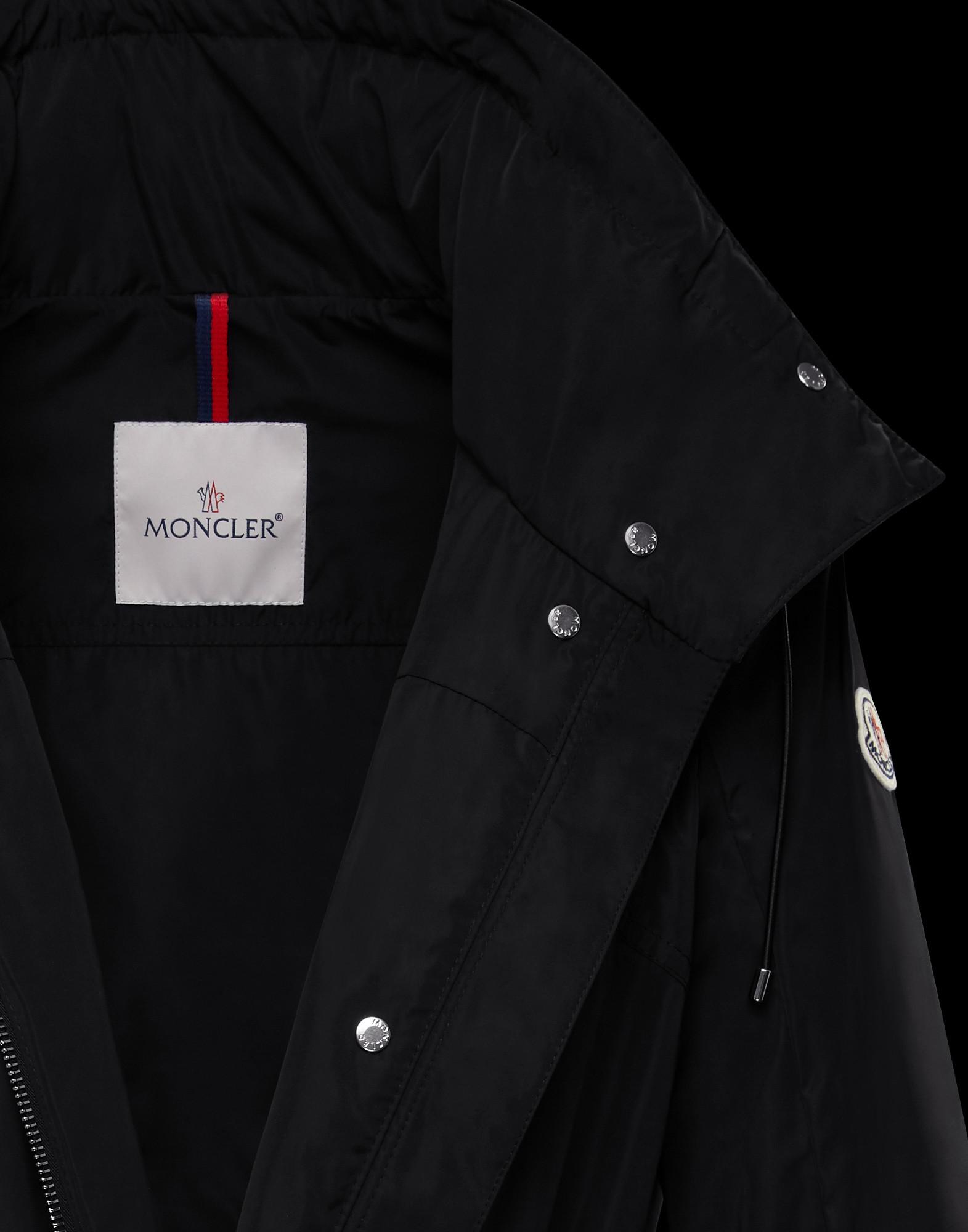 Moncler Synthetic Ocre Microfibre Rain Parka in Black | Lyst