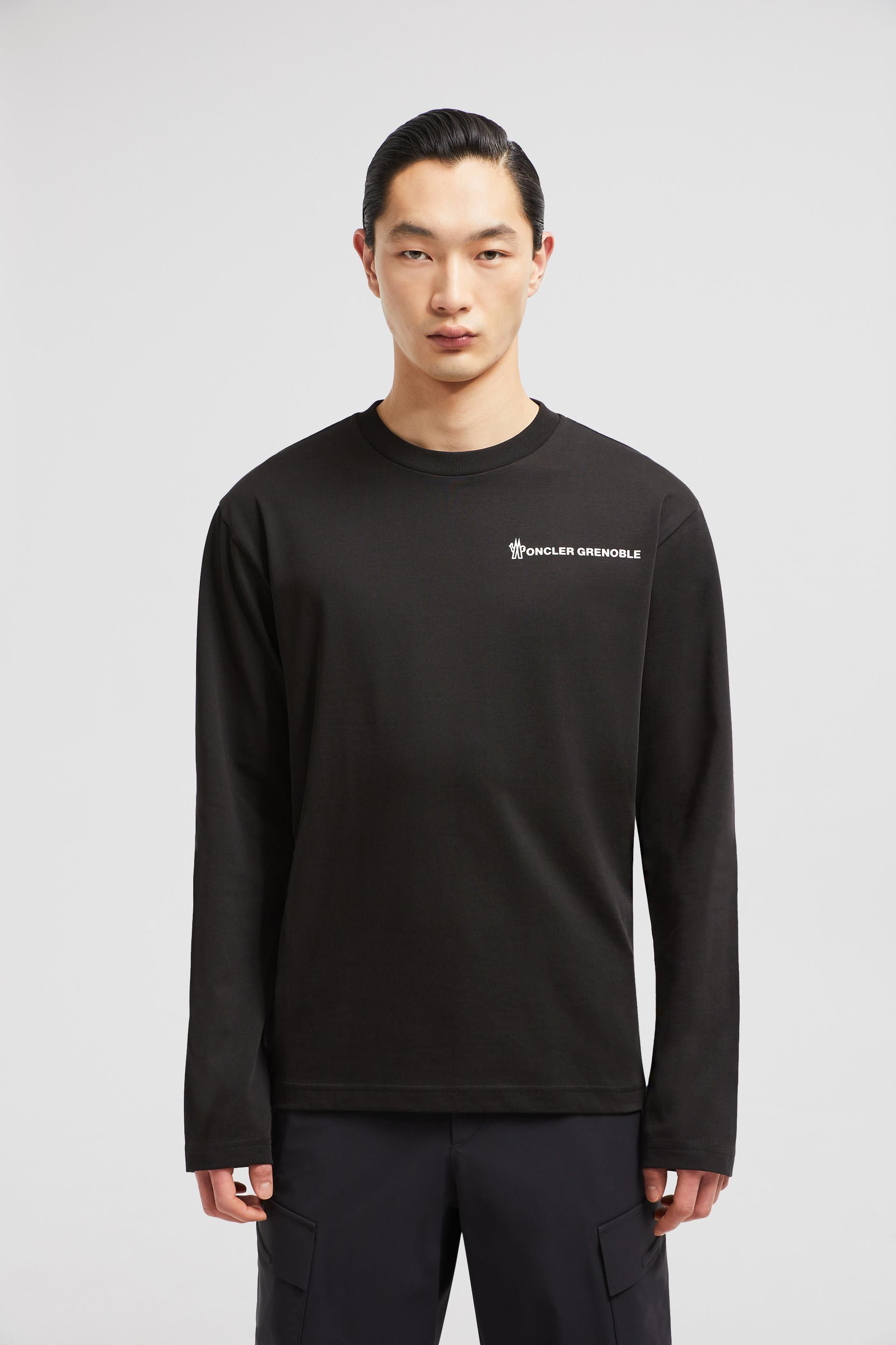 Moncler Logo Long Sleeve Cotton T-Shirt in Black for Men | Lyst Moncler Logo Long Sleeve Cotton T-Shirt in Black for Men | Lyst