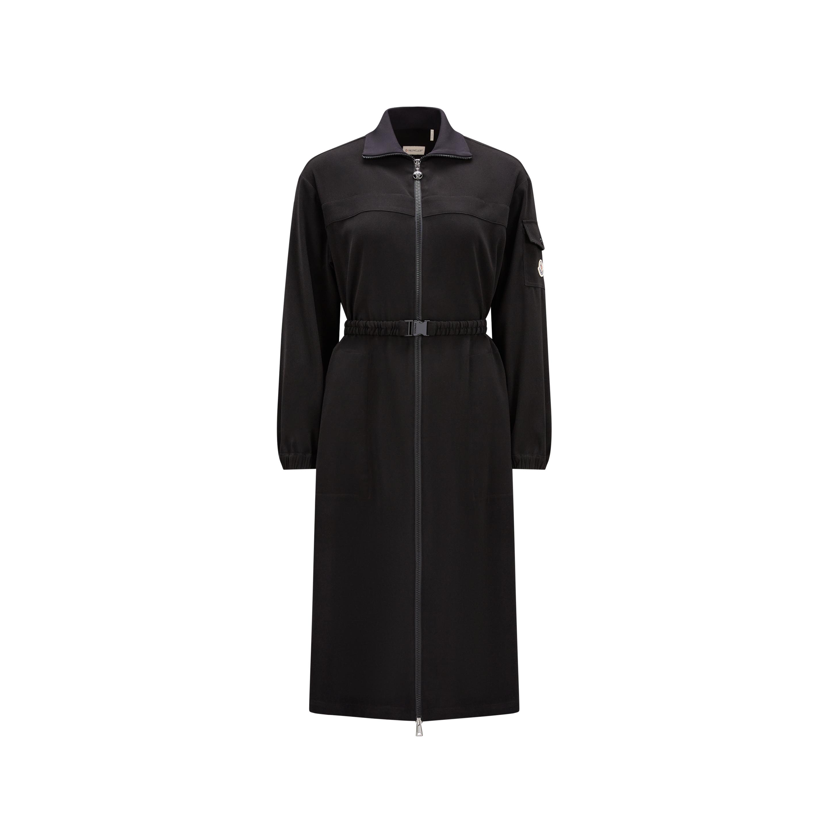 Moncler Satin Midi Dress in Black | Lyst