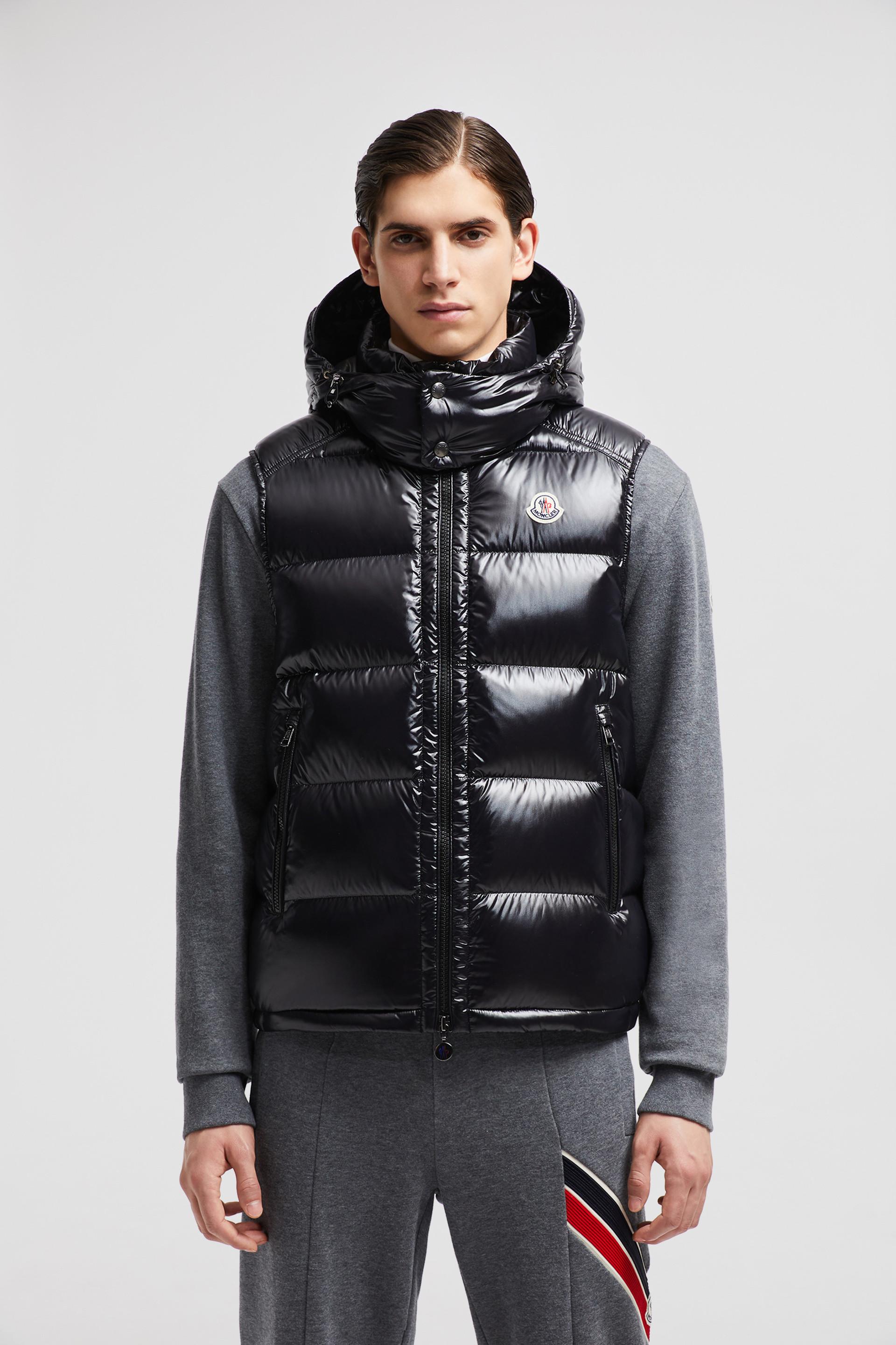 Bormes Moncler Vest Shiny Moncler Bormes Hooded Down Vest In Black