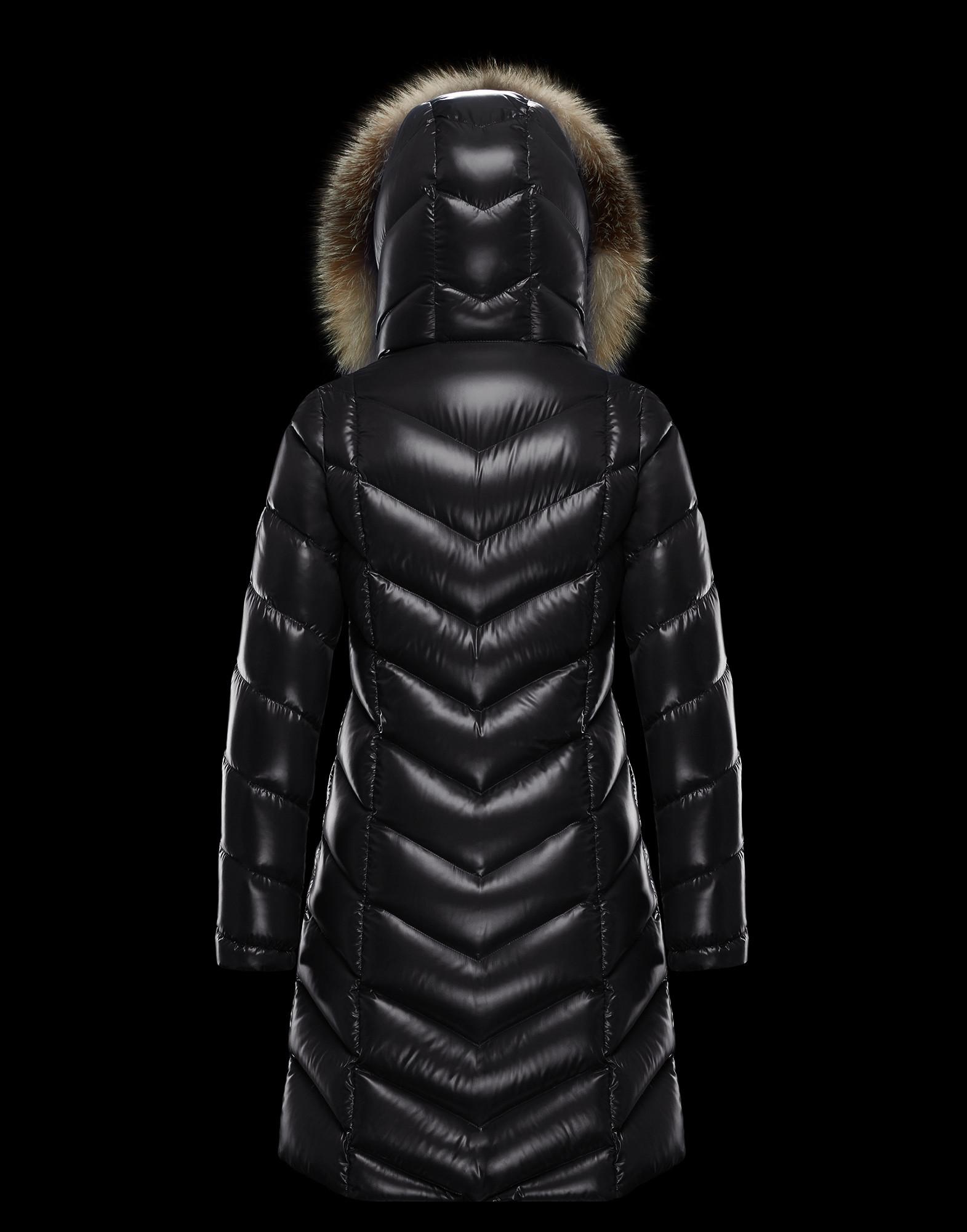 Moncler Fulmarus Lacque Fur trim Quilted Down Coat in Black Lyst UK