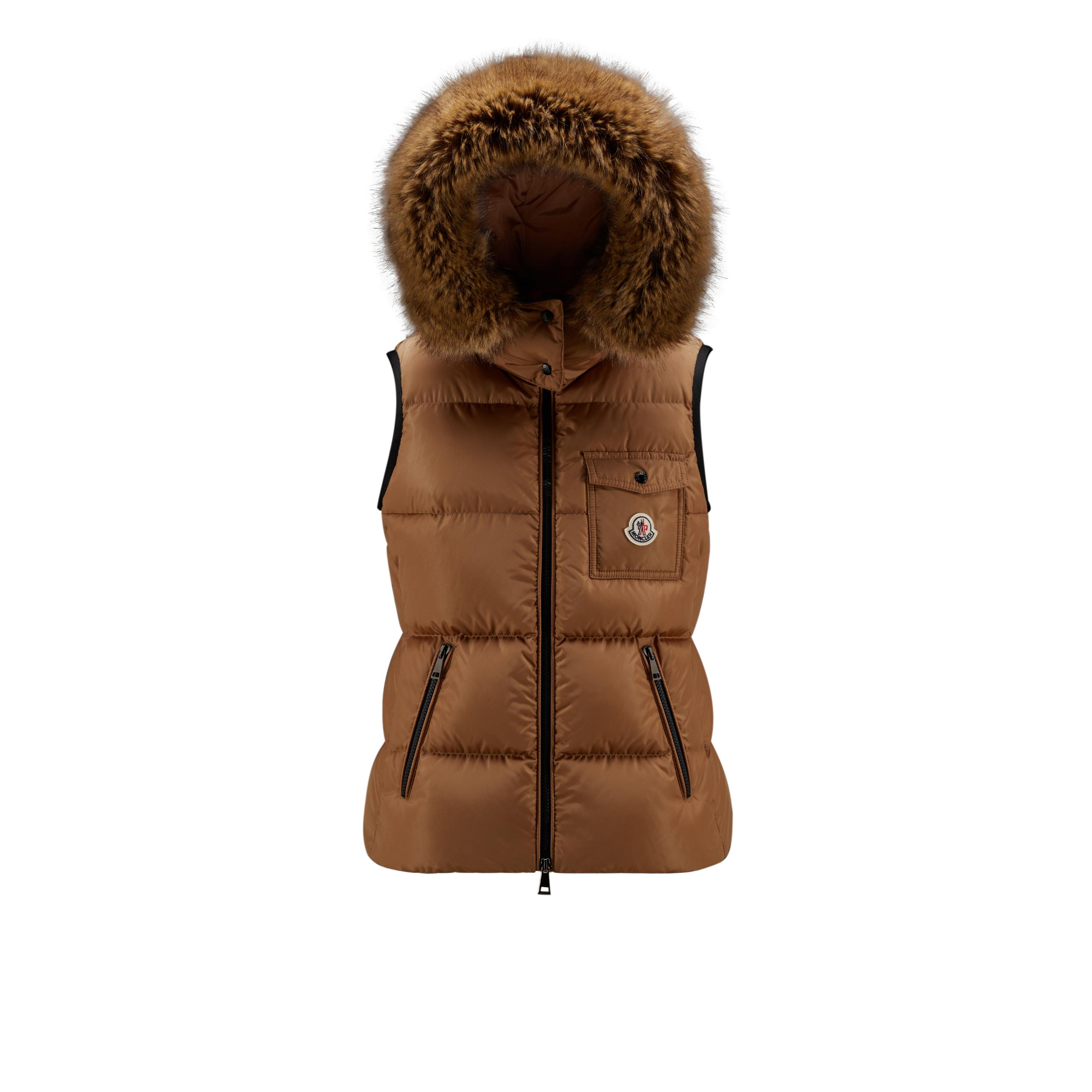 Moncler Bairon Down Gilet in Brown | Lyst Canada
