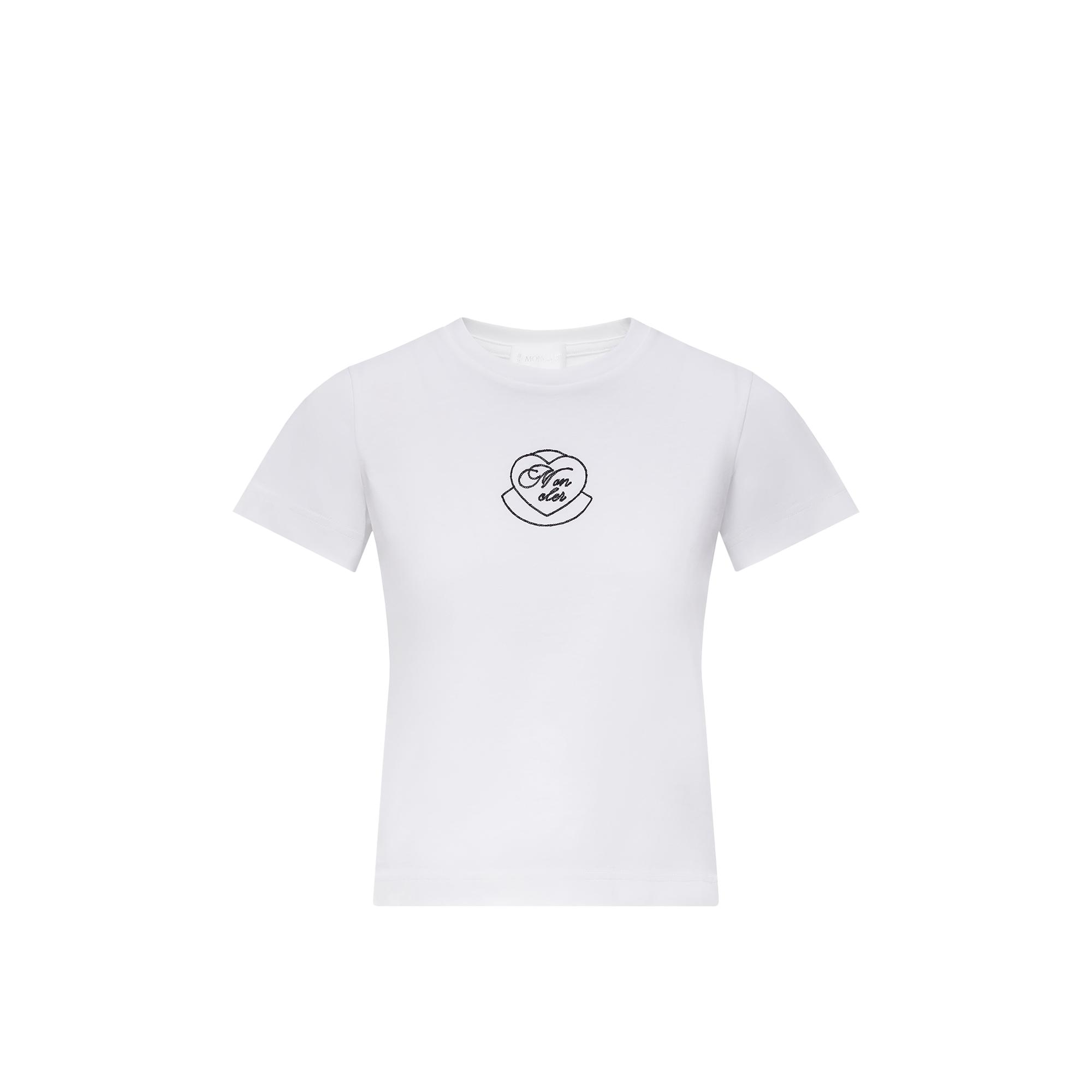 Tシャツ・カットソー MONCLER - EMBROIDERED HEART LOGO COTTON T-SHIRT MONCLER - Heart Logo Cotton T-shirt Moncler