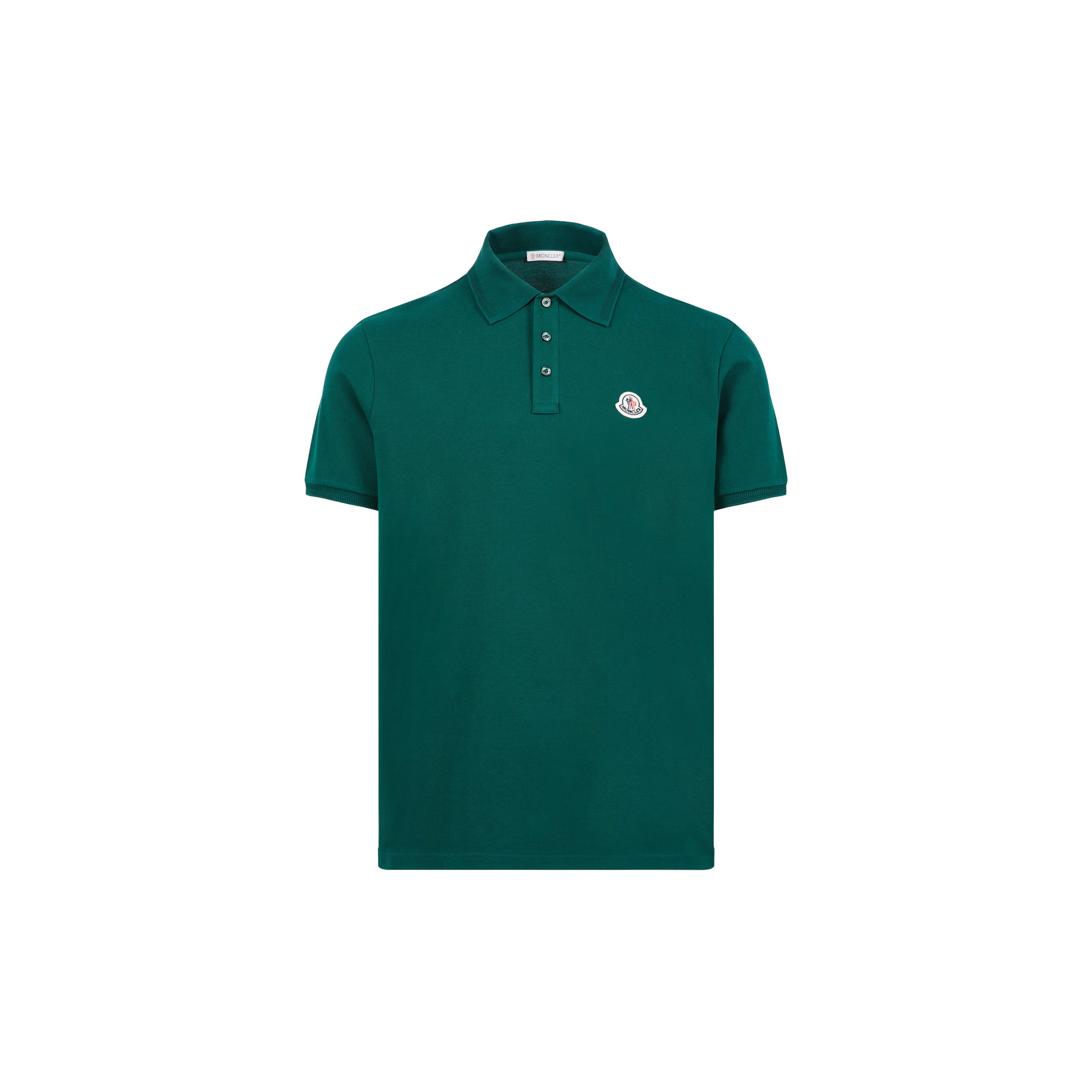 Moncler Logo Patch Cotton Piquet Polo Shirt in Green for Men Lyst UK