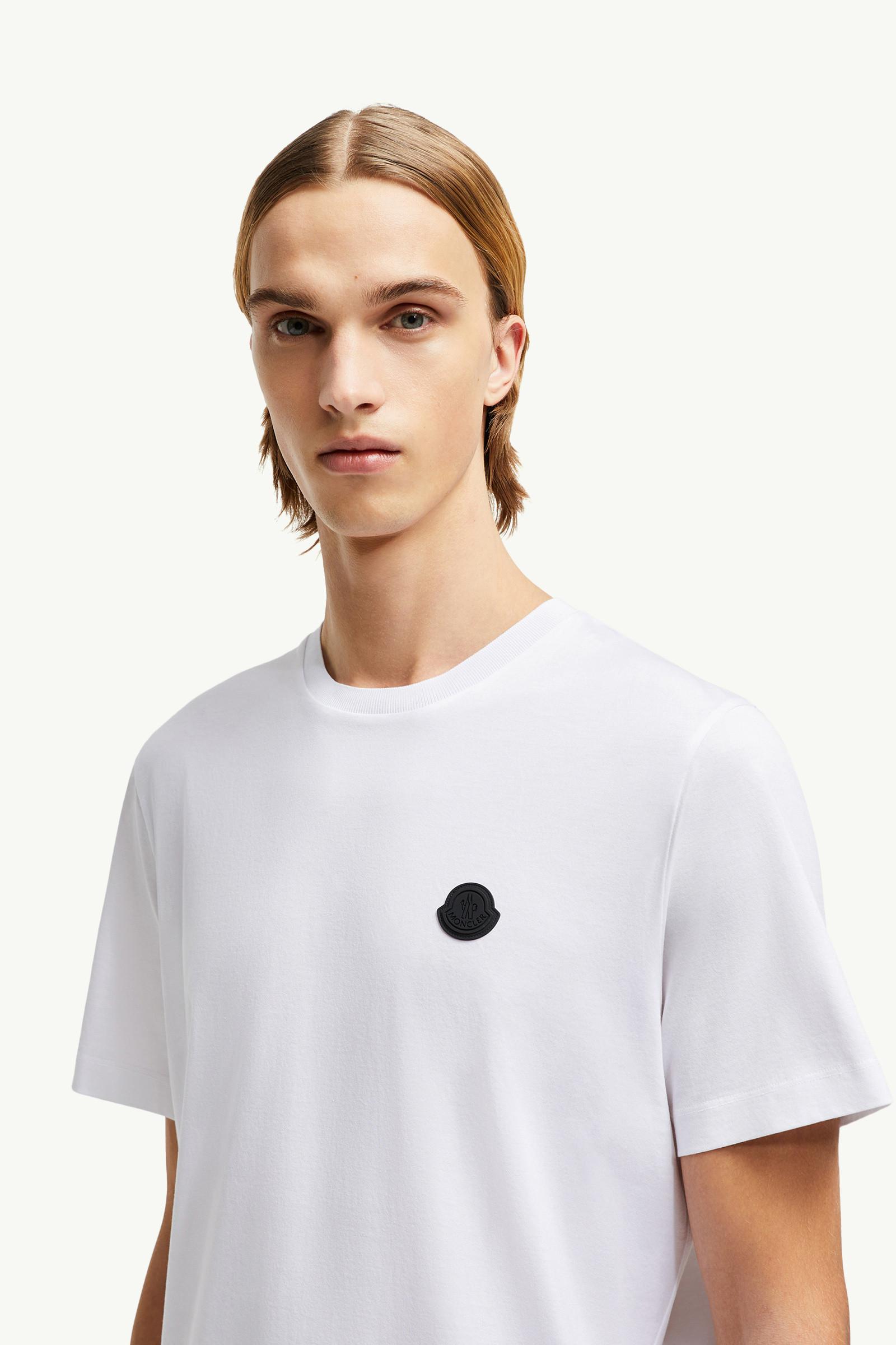♪直営店♪Moncler Vertical Back Logo Cotton T-Shirt 各色 Optical White Vertical Back Logo Cotton T-Shirt - Polos & T