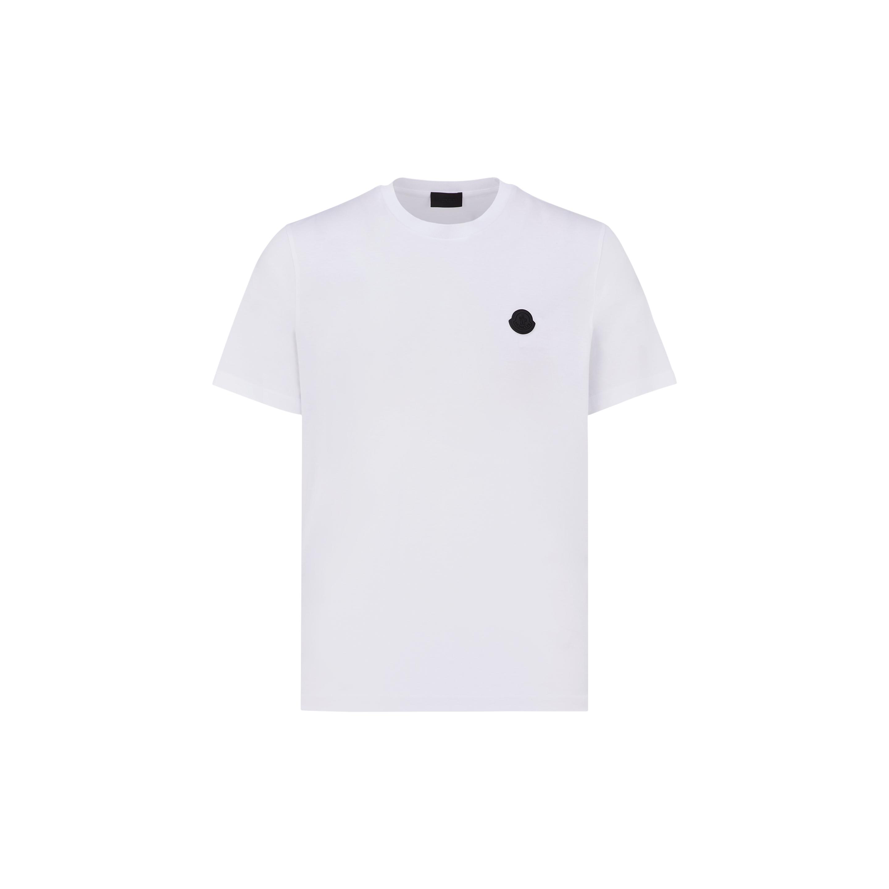 Moncler Vertical Back Logo Cotton T-Shirt in White for Men
