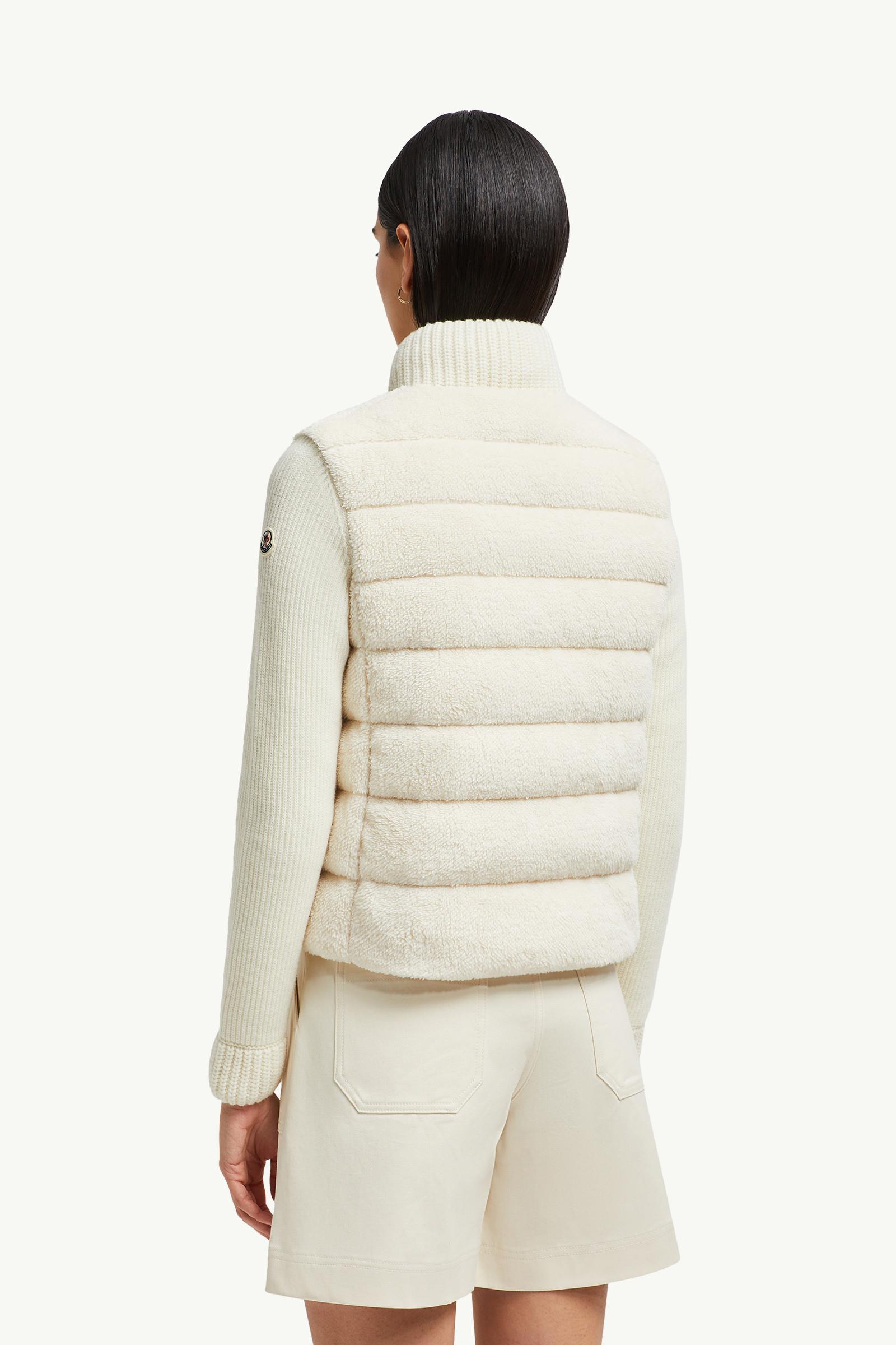 Moncler Padded Wool & Teddy Zip-Up Cardigan in White | Lyst