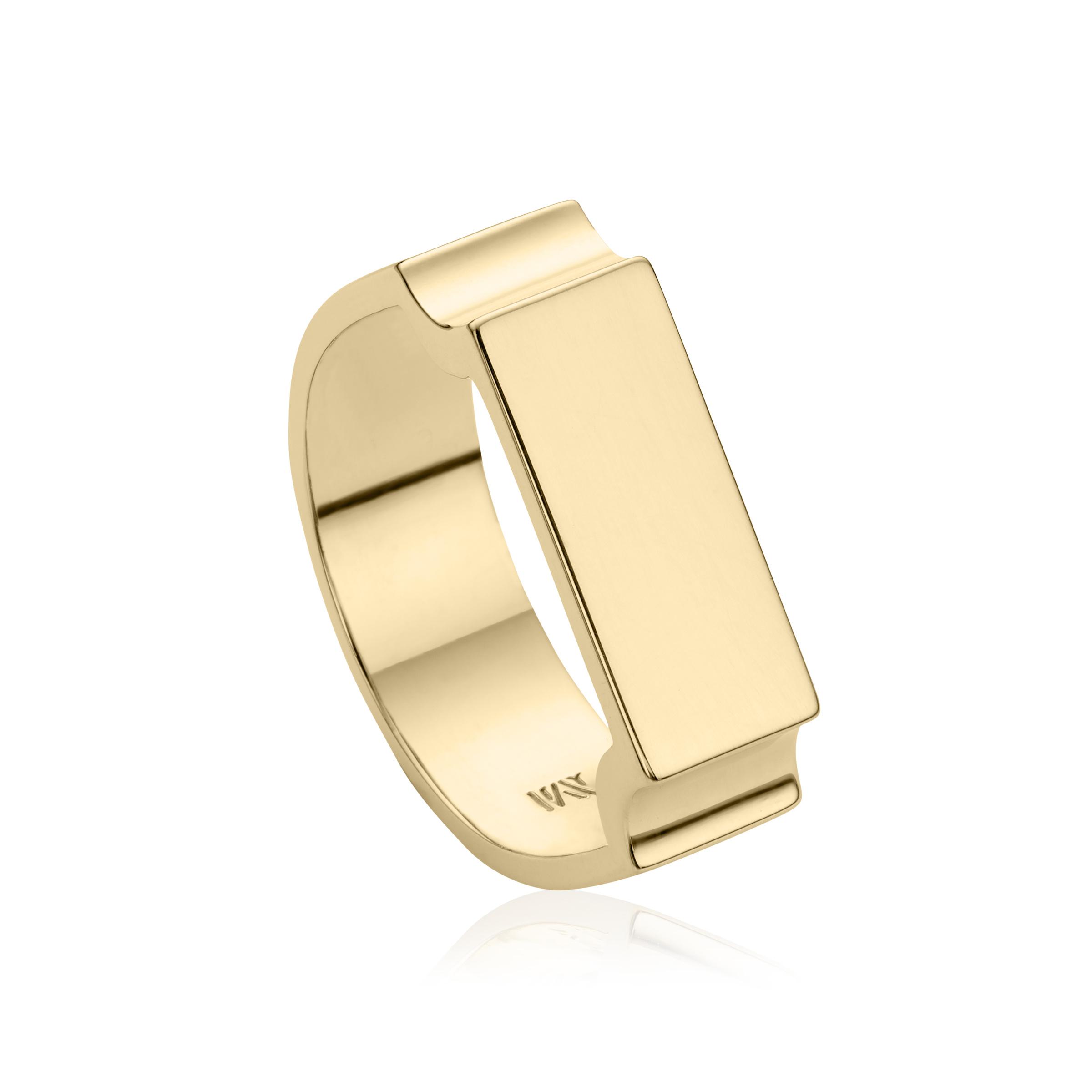 Monica Vinader Engravable Wide Signature Ring in Yellow Gold (Metallic ...