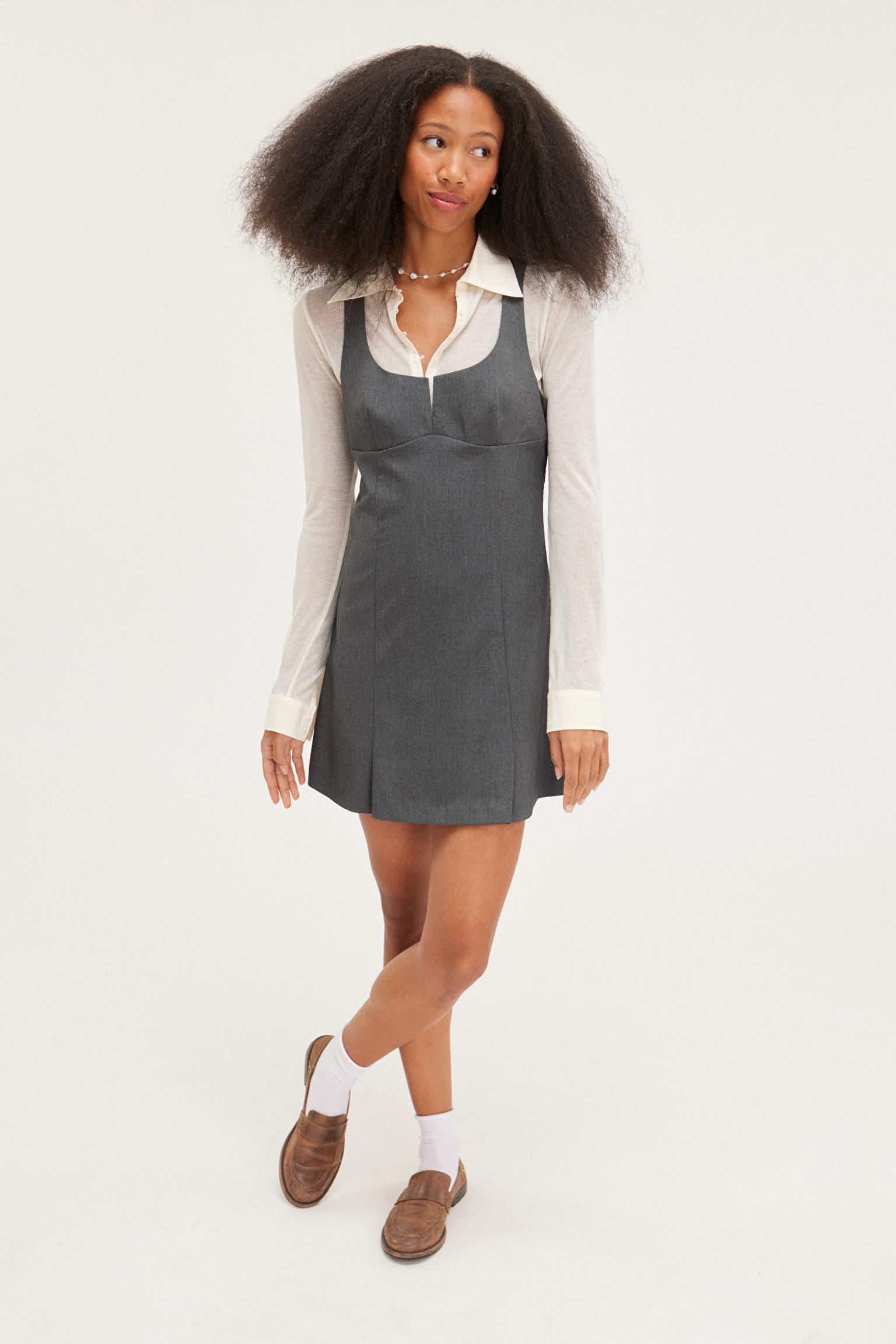 Monki Mini Square Neck Dress in Grey Lyst Canada