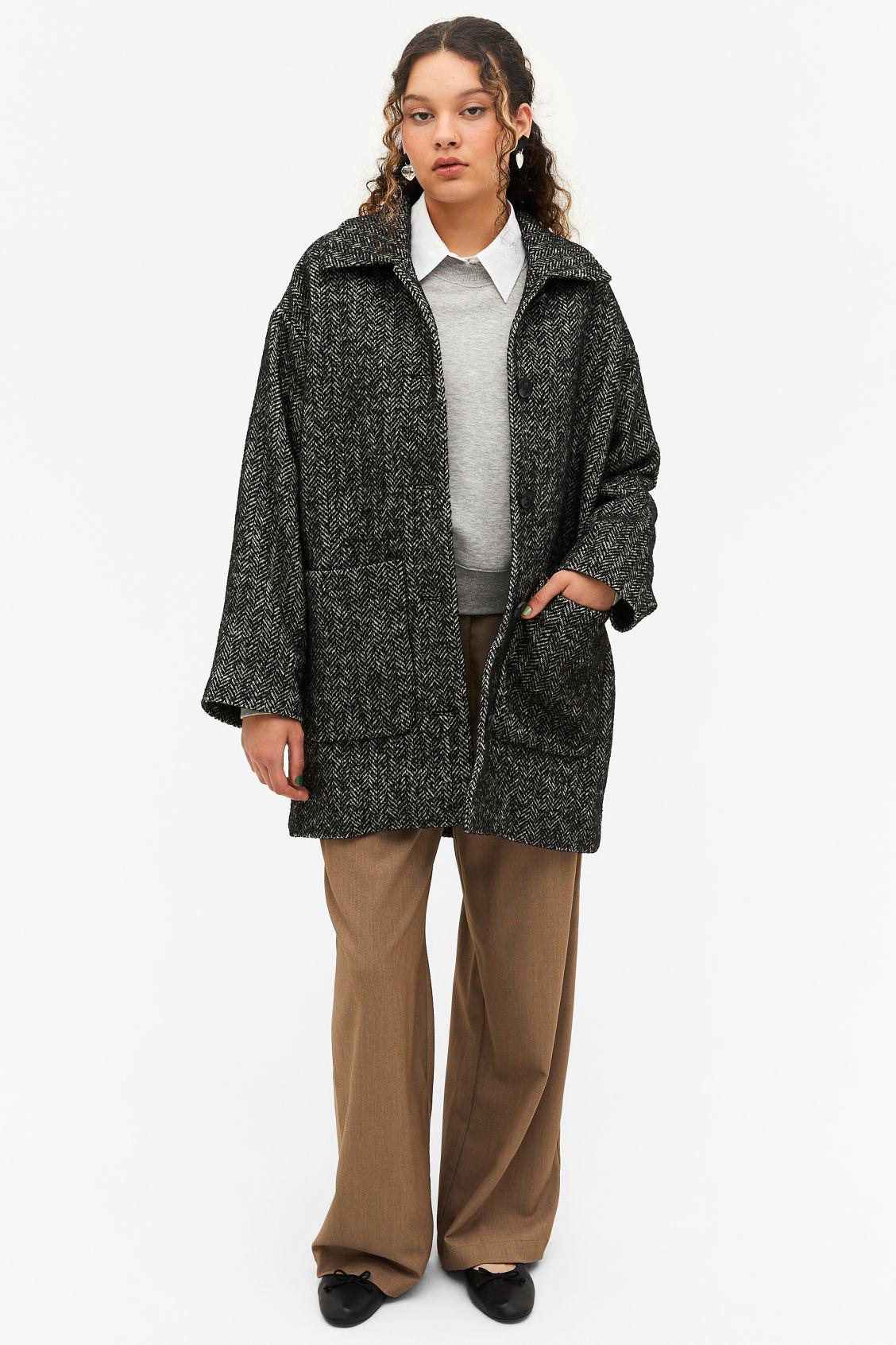 Monki Wool Blend Coat in Black Lyst UK