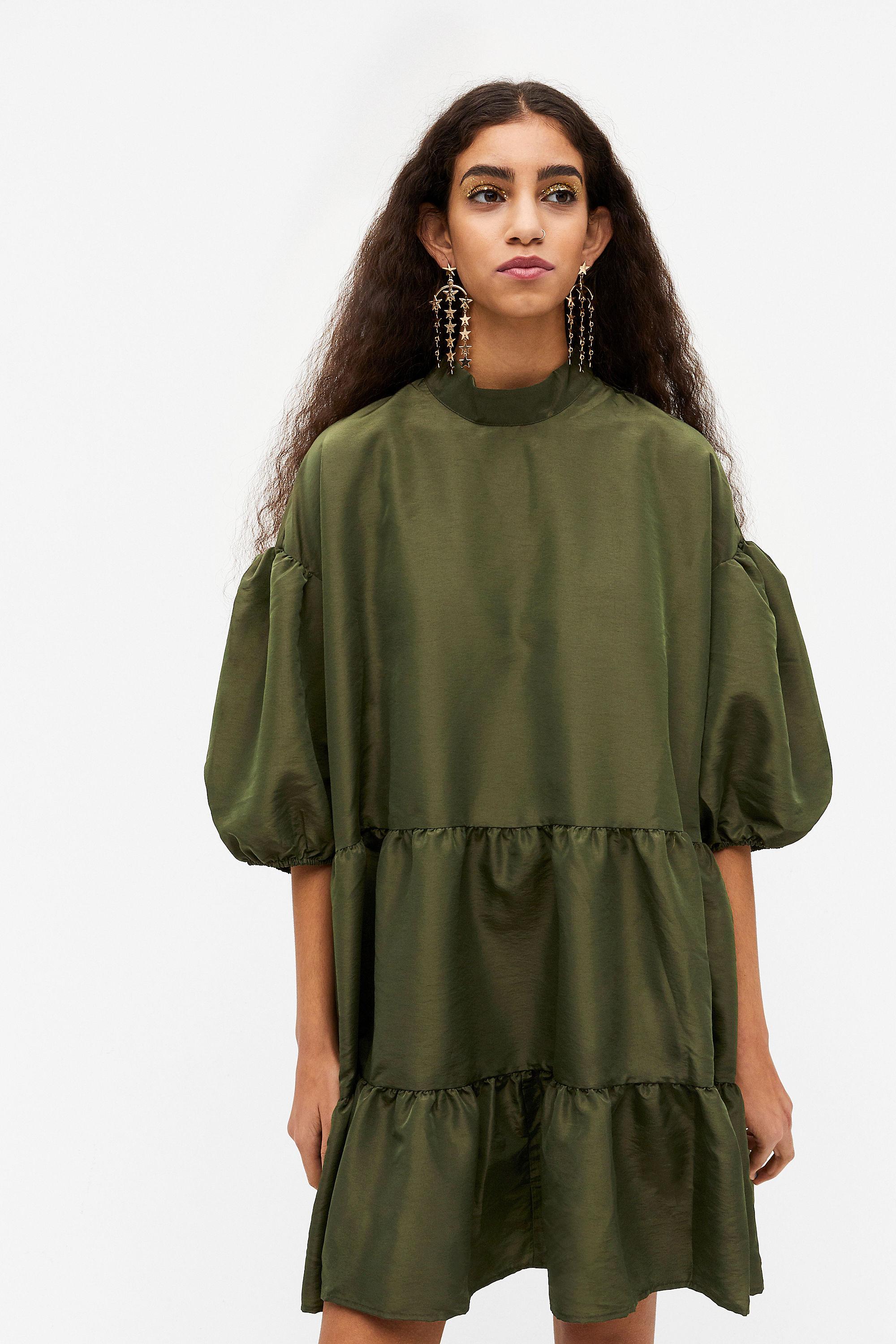 Monki Mini Trapeze Dress in Green