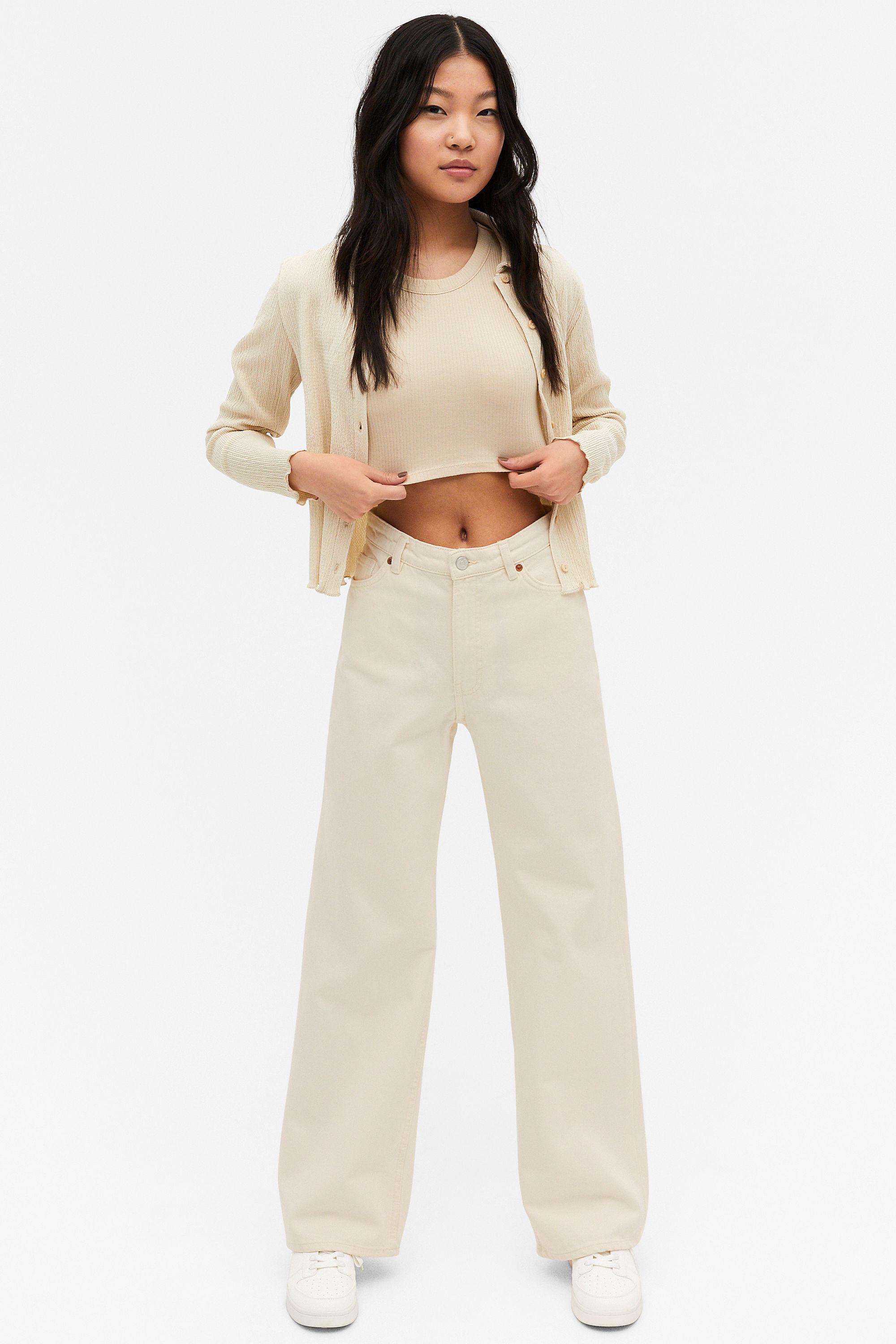 Monki Denim Yoko Off-white Jeans | Lyst 