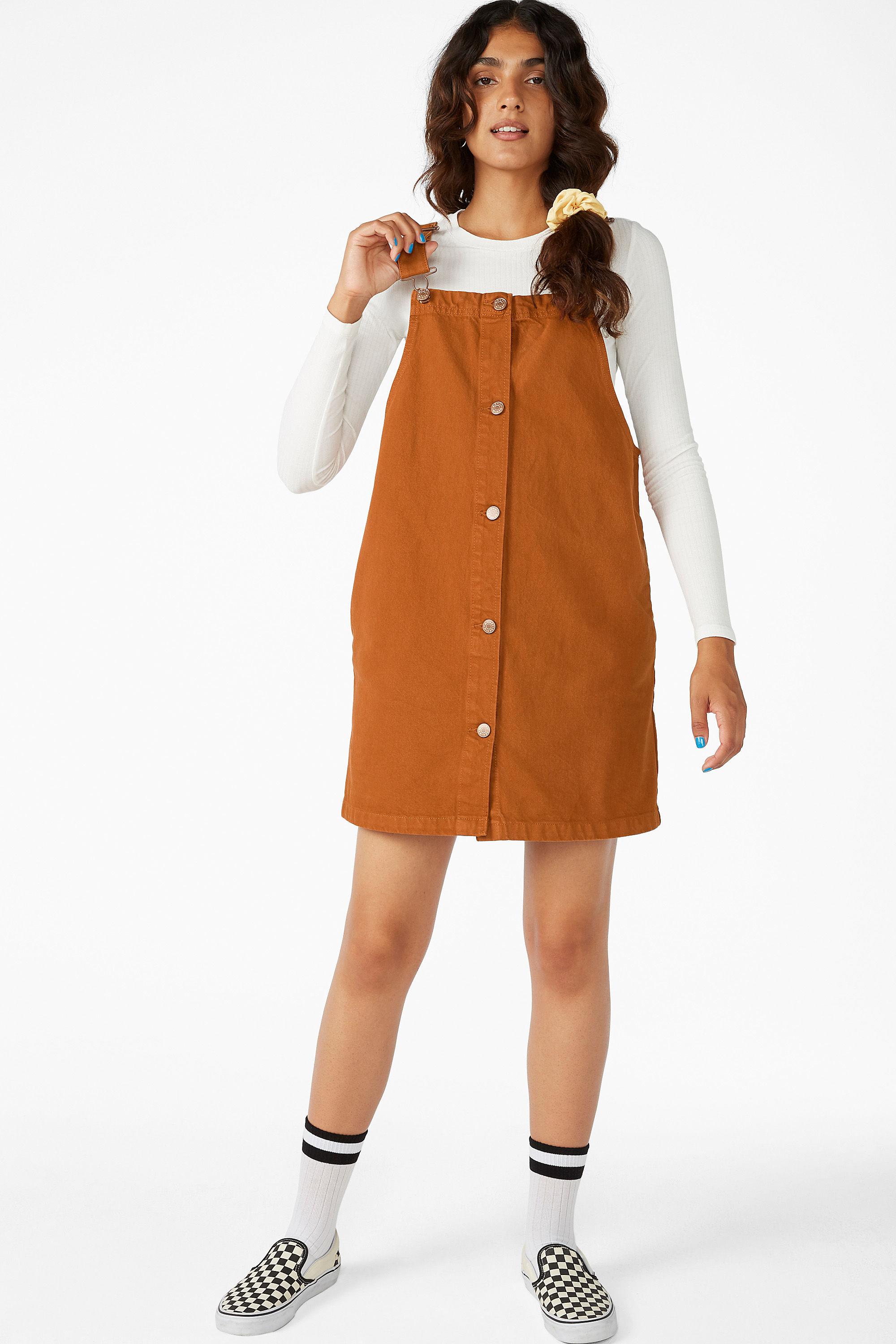 monki denim pinafore dress