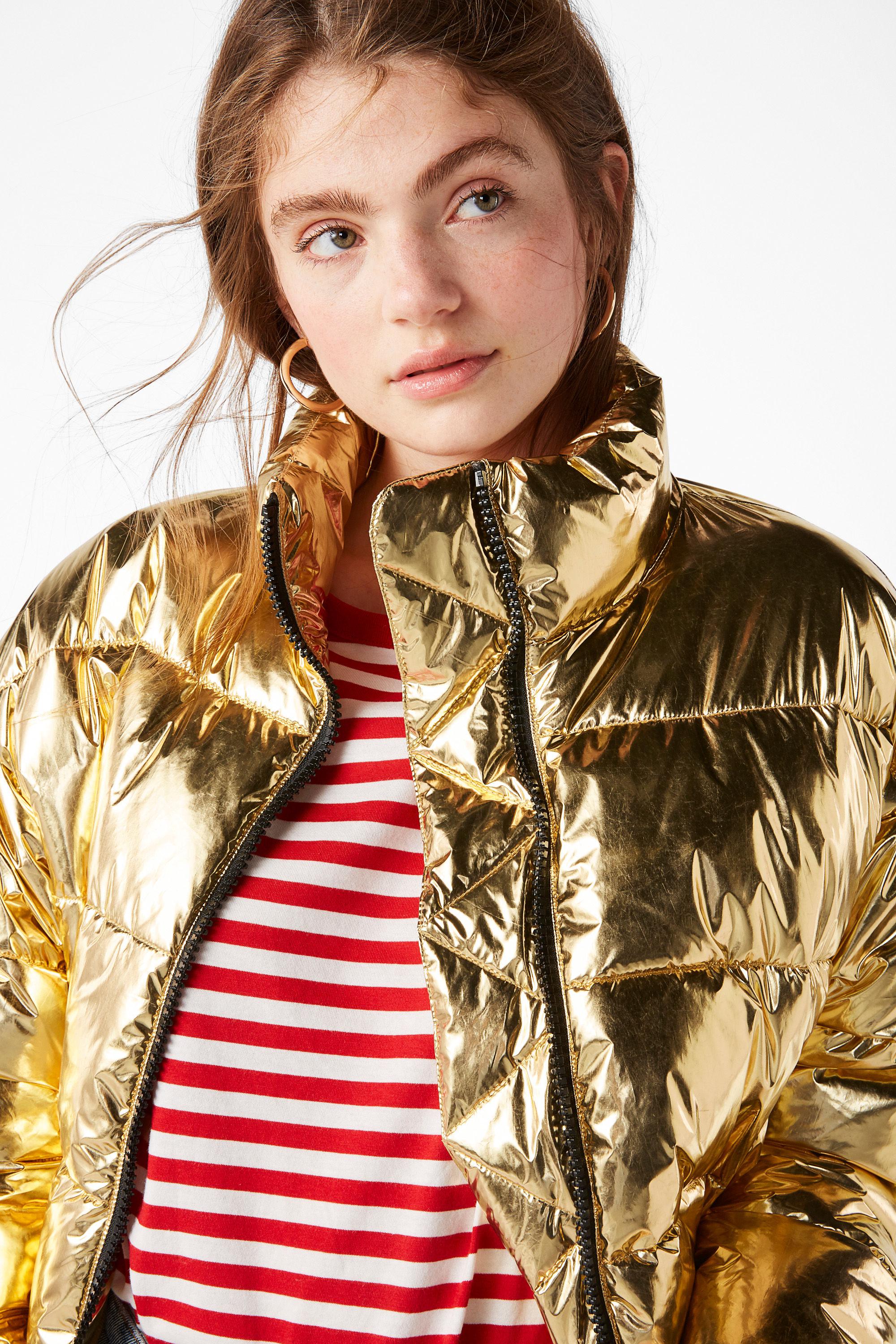 golden puffer jacket