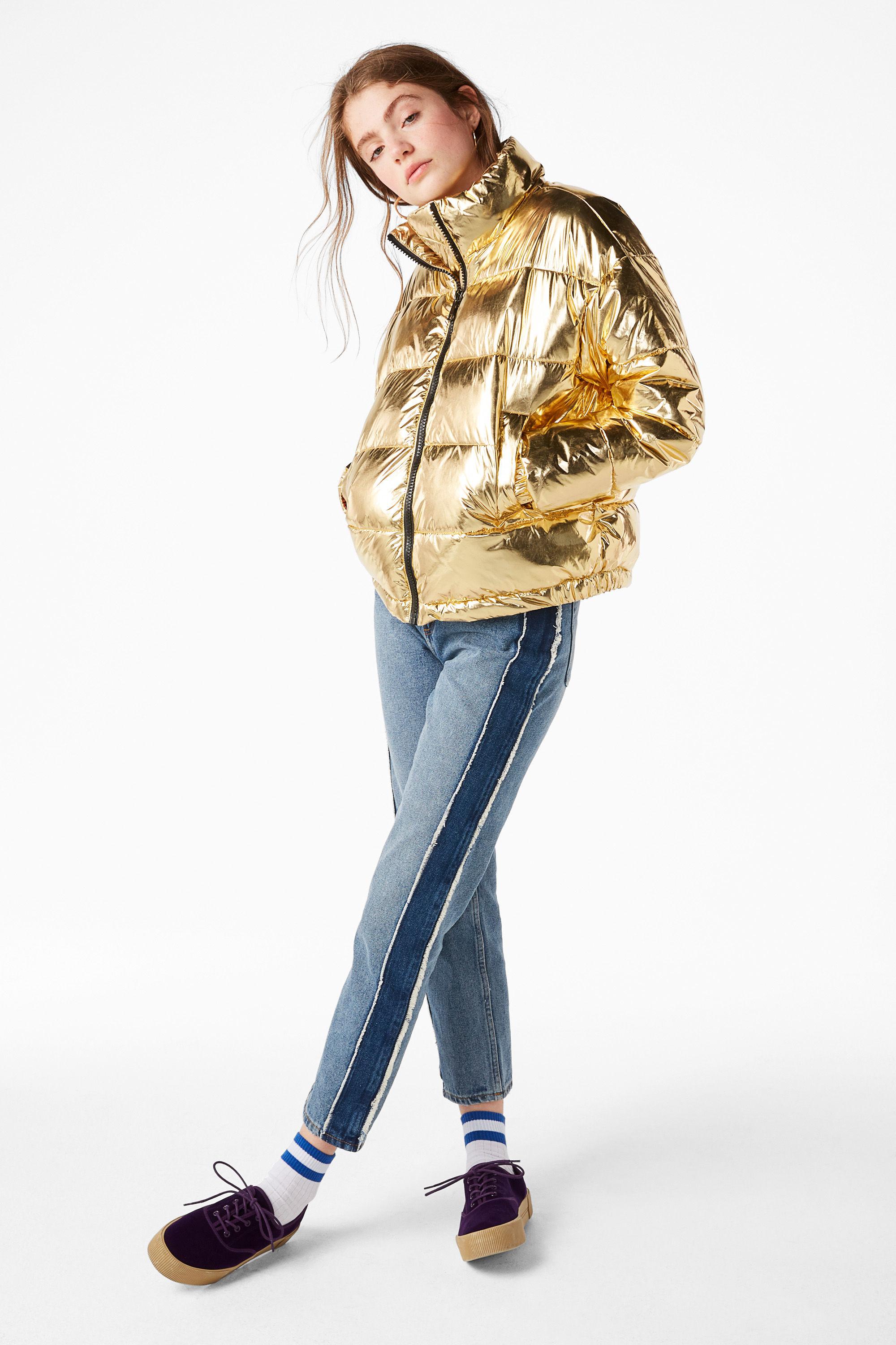 gold puffy jacket