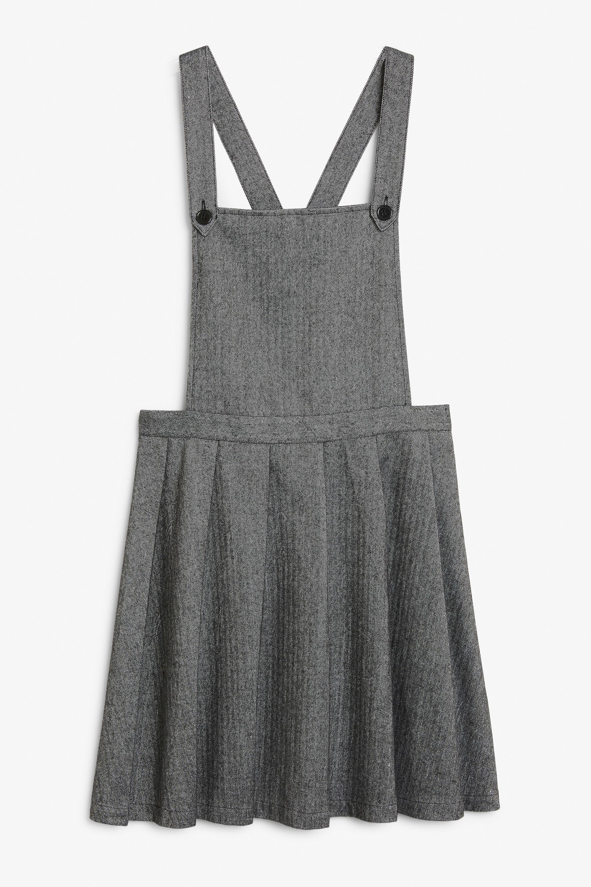 pleated dungaree dress