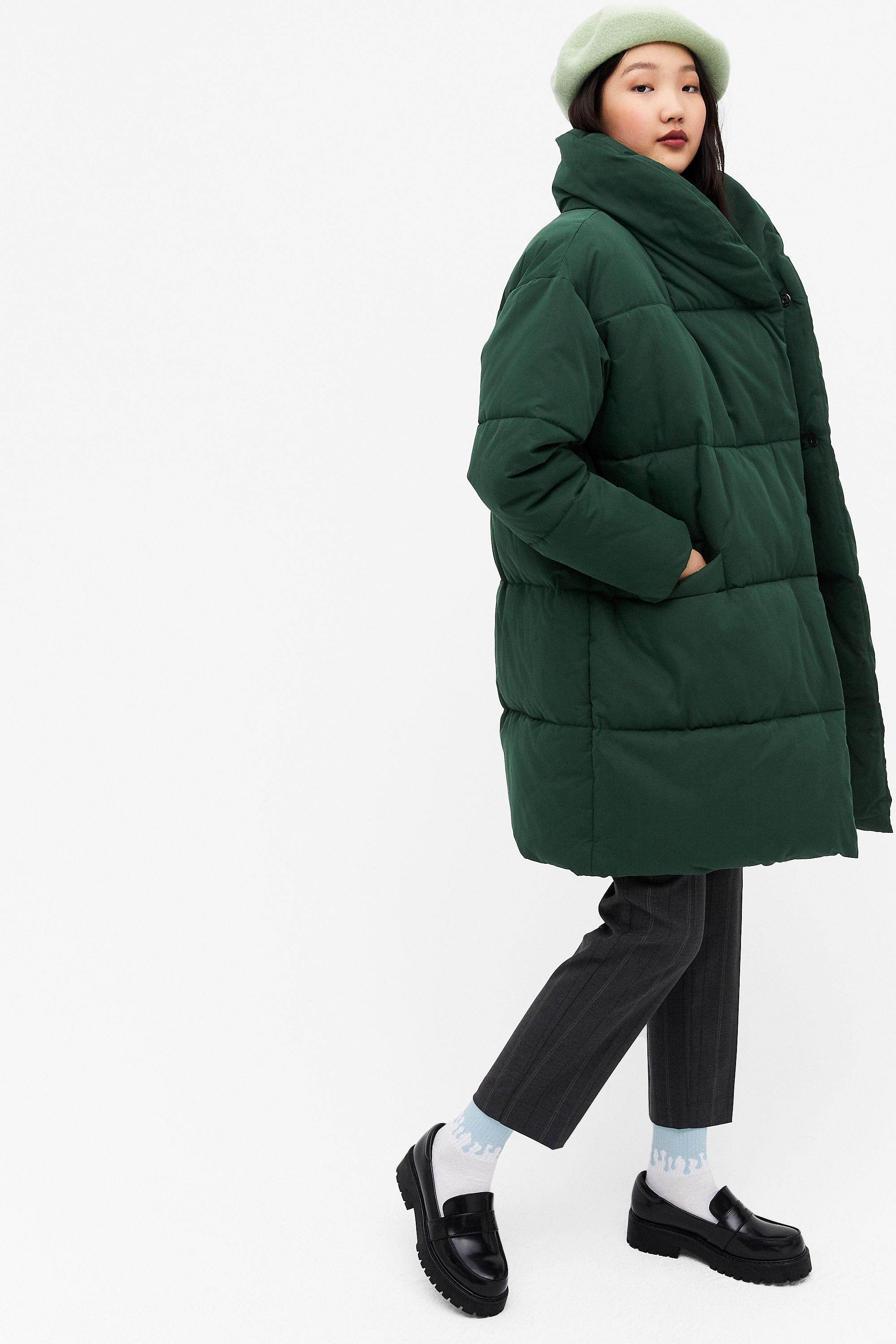 Otrain Monki Long Black Puffer Coat Otrain Puffer Coat Knee Length
