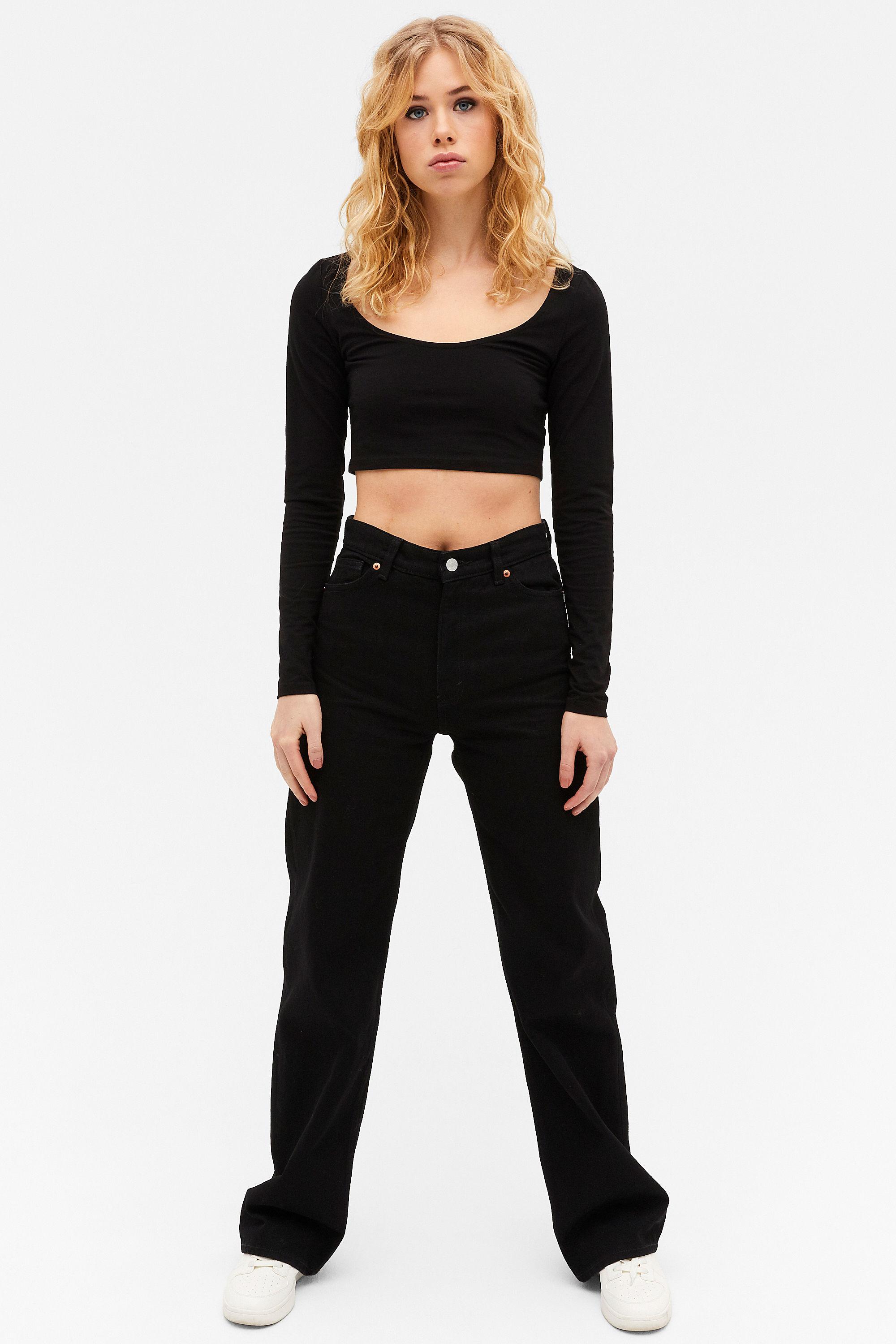 Monki Denim Yoko Black Jeans - Lyst
