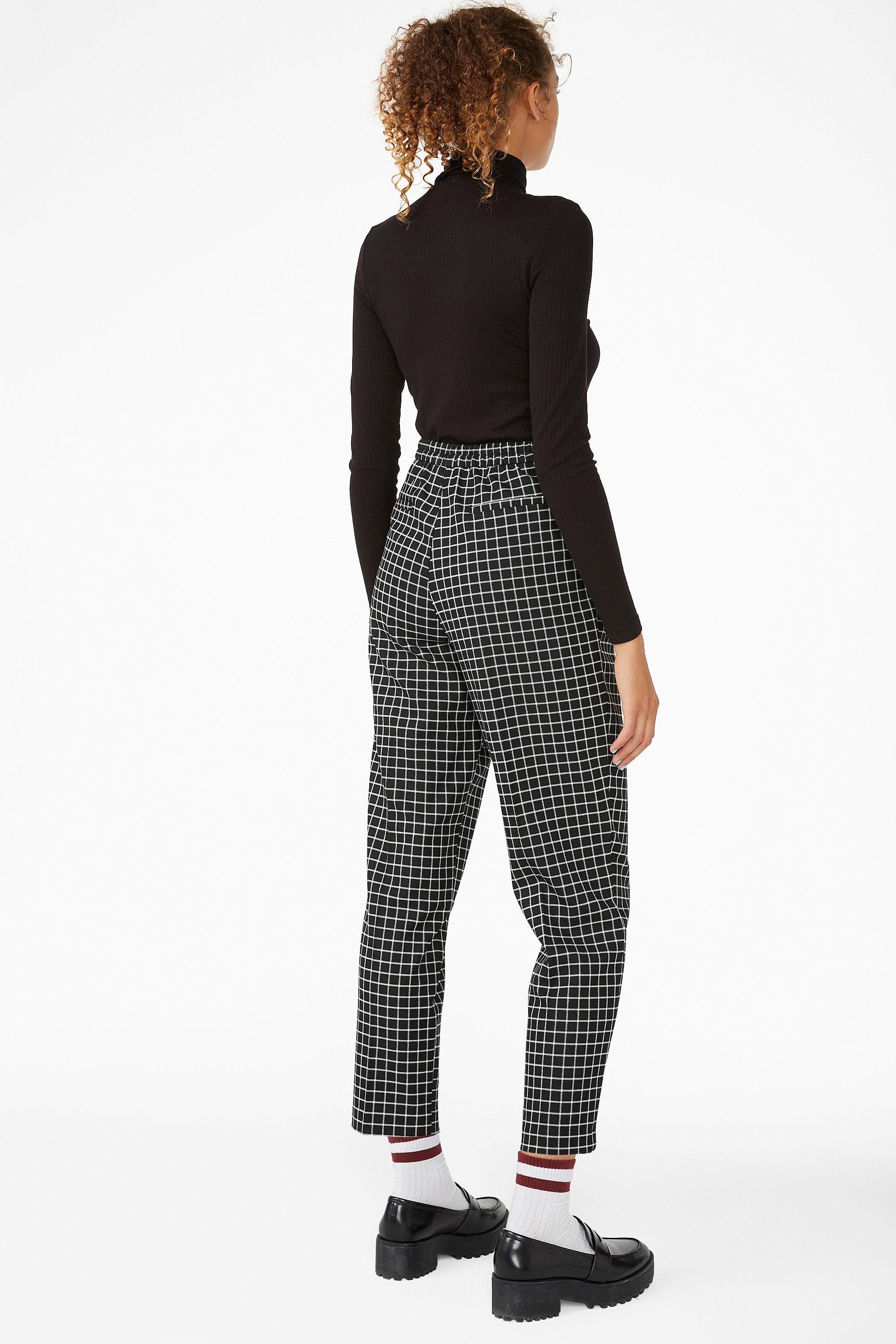 Monki Synthetic Checked Trousers in 