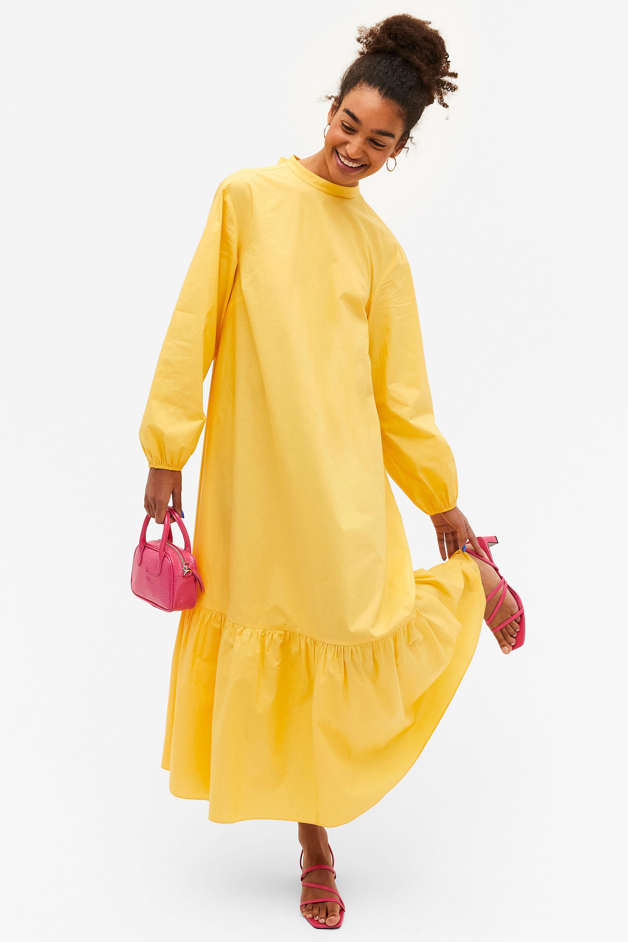 long sleeve mustard yellow dress