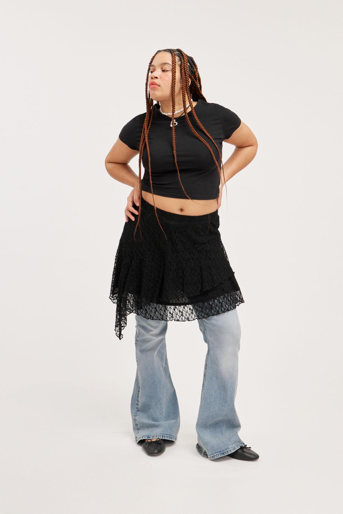 Monki Lace Ruffle Mini Skirt in Black Lyst UK