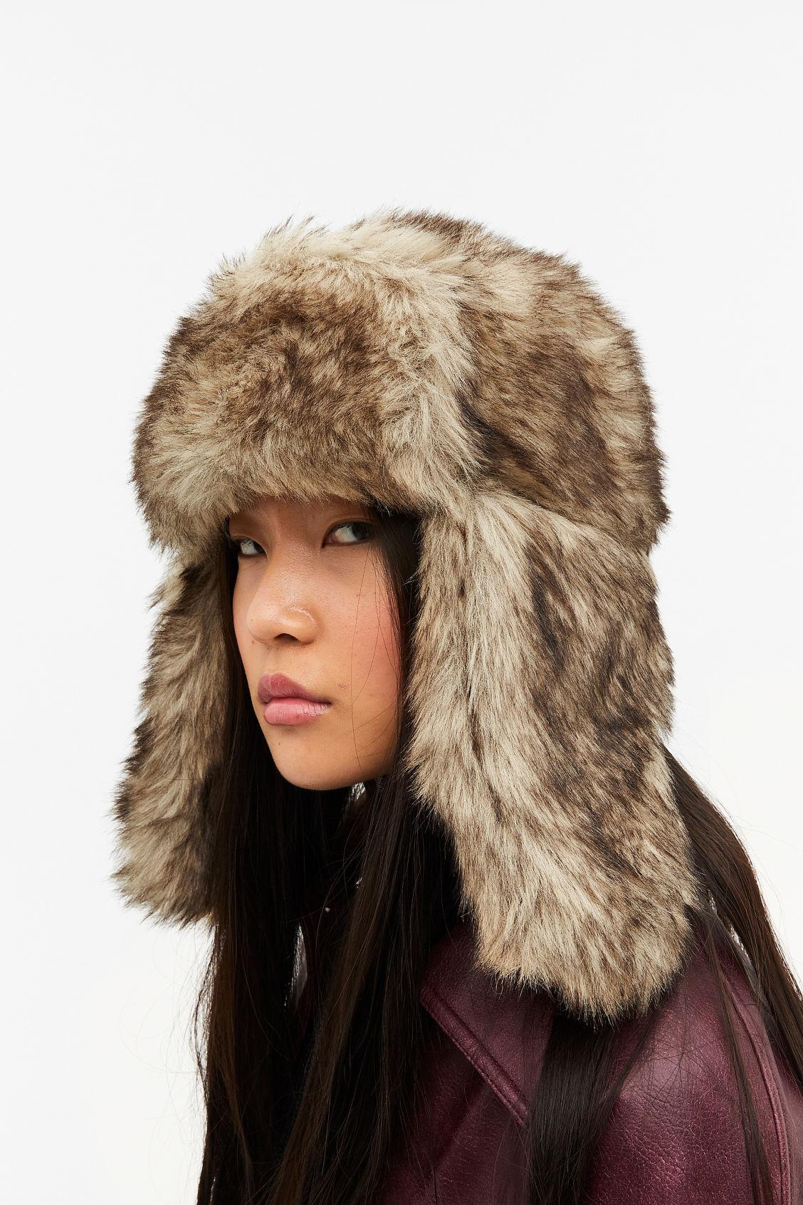 Monki Faux Fur Trapper Hat in Natural Lyst UK