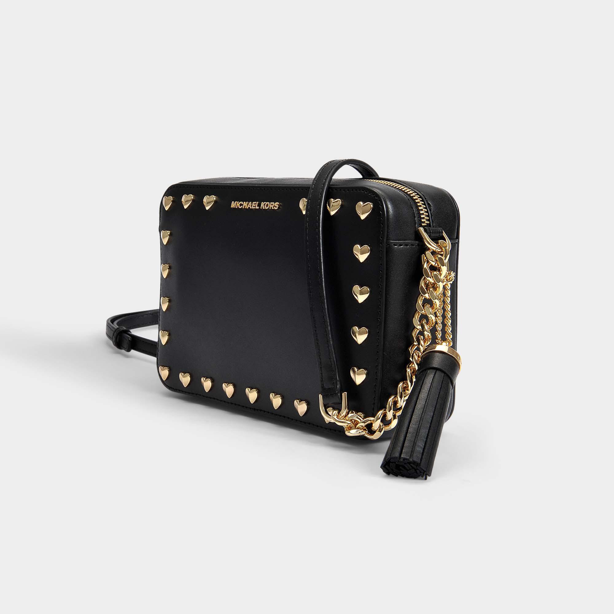 Michael Kors Ginny Studded Heart Leather Crossbody Bag