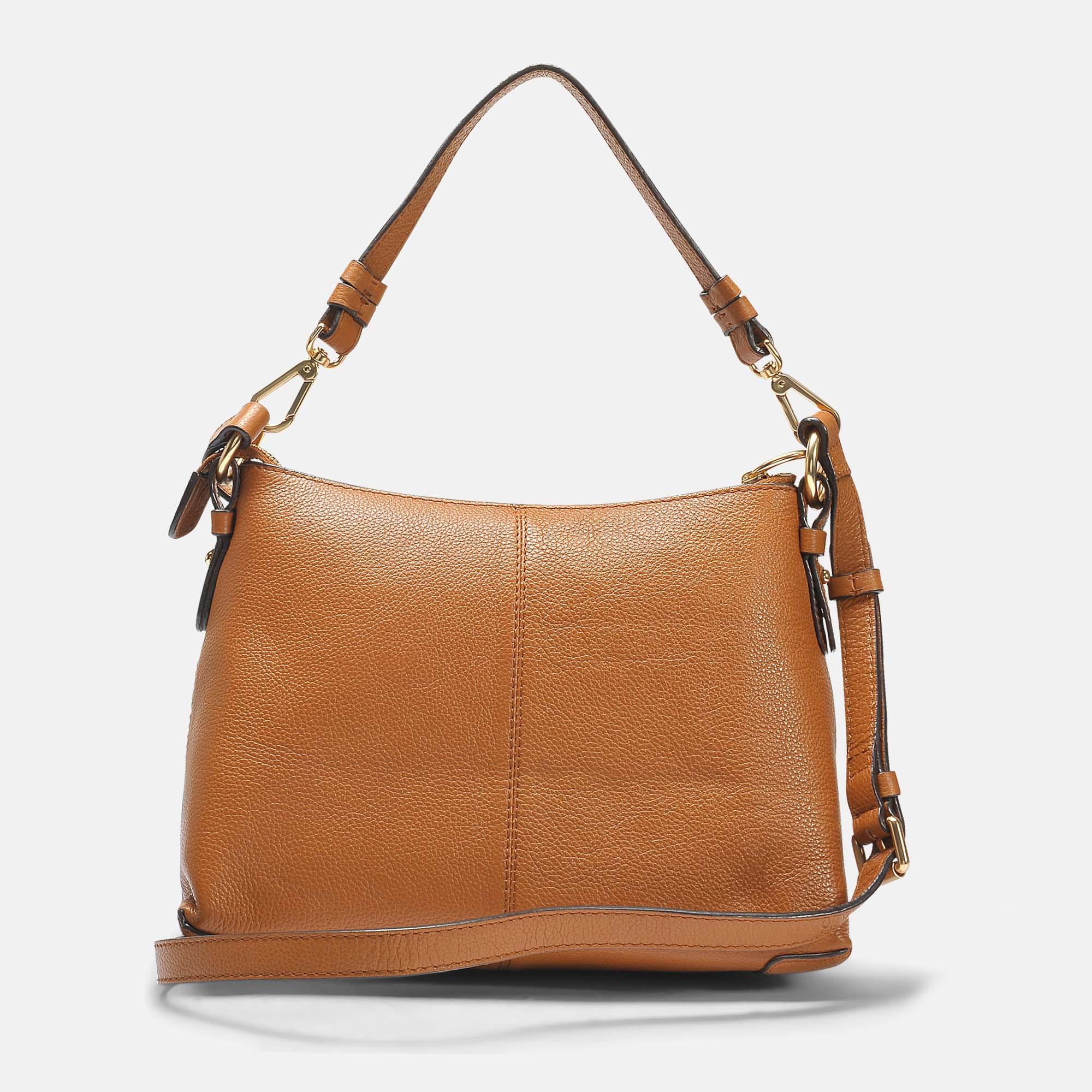 See By Chloé Joan Shoulder Bag In Caramello Grained Leather And Suede