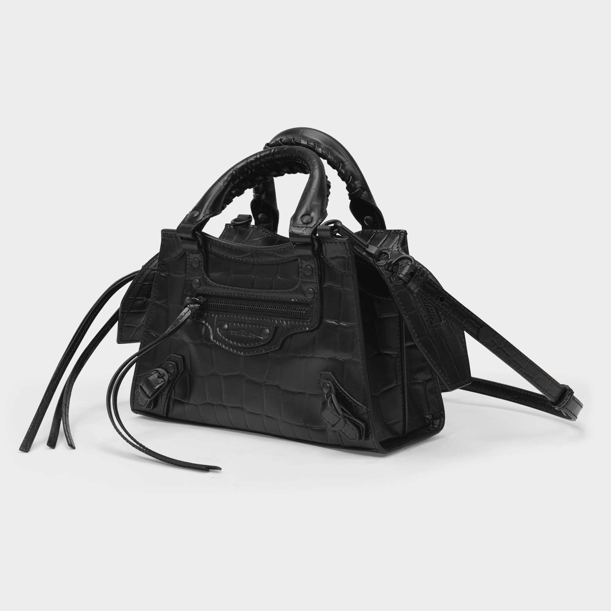 Neo Classic City Mini Bag in Black Crocodile Embossed Leather