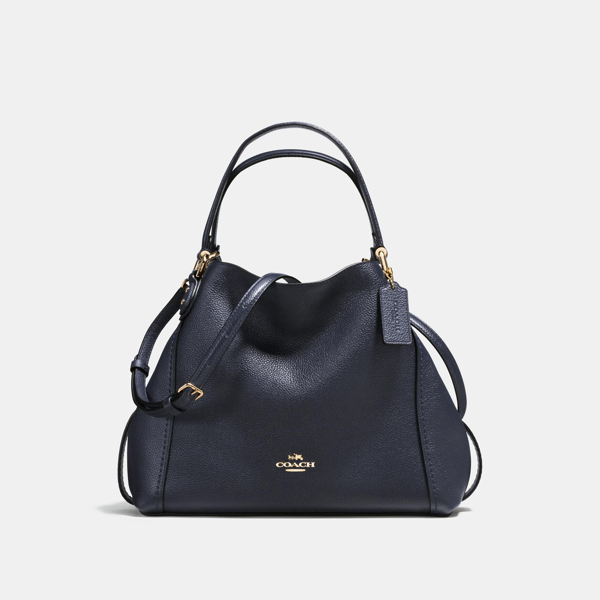 COACH Edie 28 Shoulder Bag In Black Calfskin in Blue - Lyst