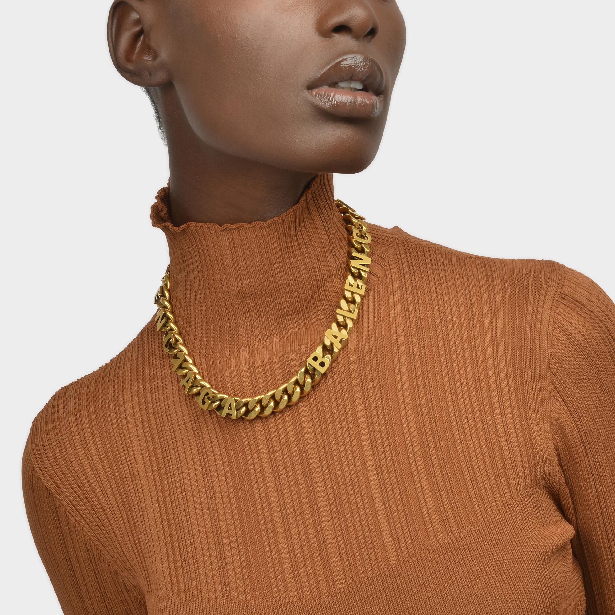 Balenciaga Chain Logo Necklace In Gold in Metallic | Lyst